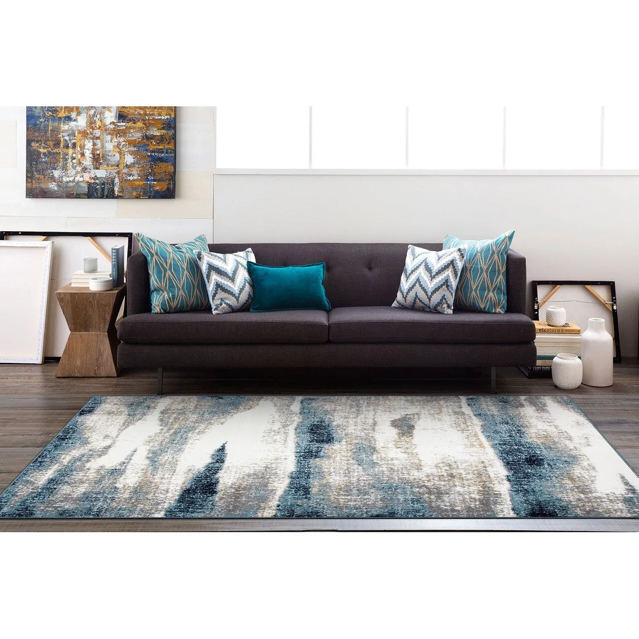 World Rug Gallery Modern Abstract Waves Area Rug
