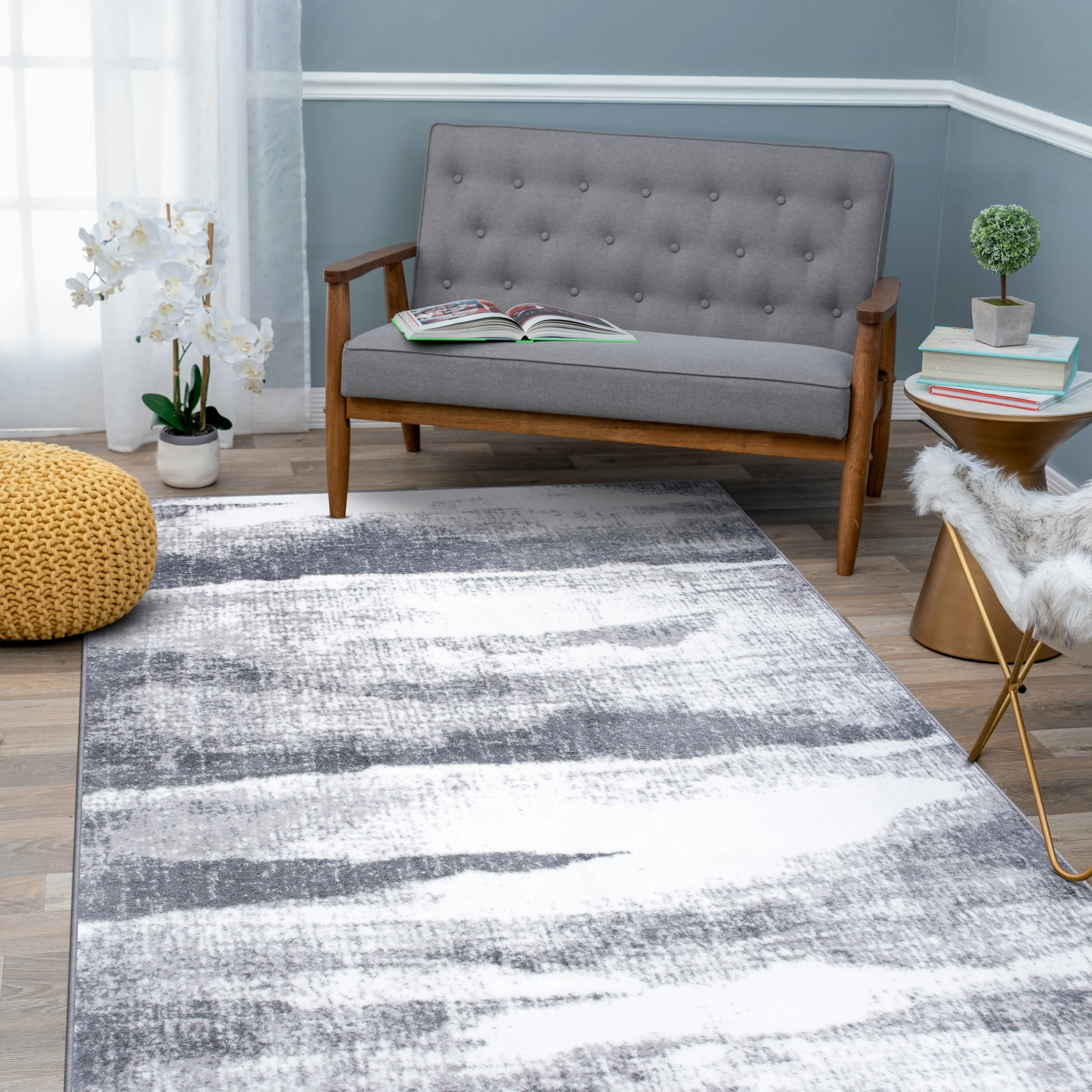 World Rug Gallery Modern Abstract Waves Area Rug