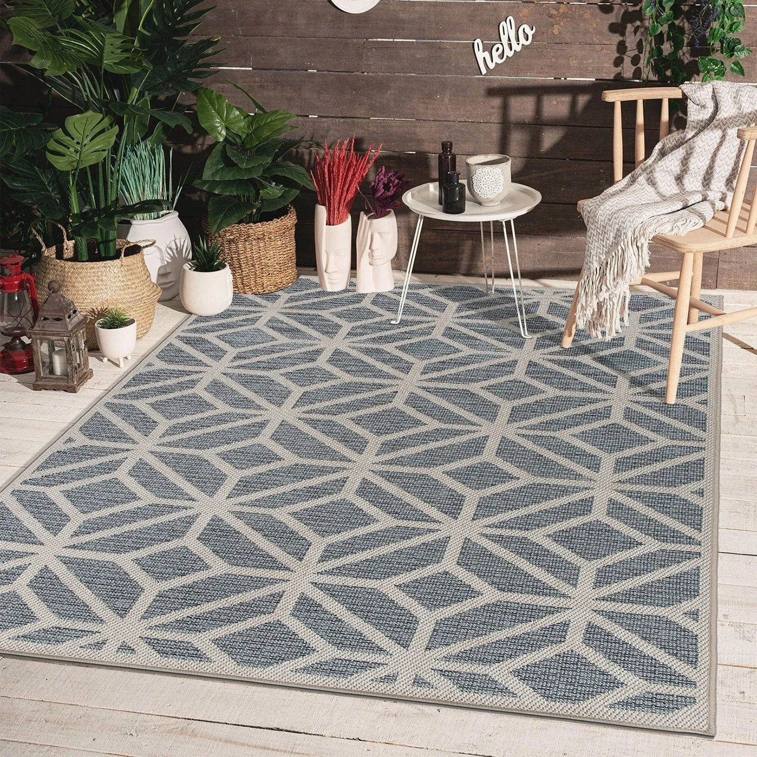 World Rug Gallery Modern Contemporary Geometric Indoor/Outdoor Area Rug