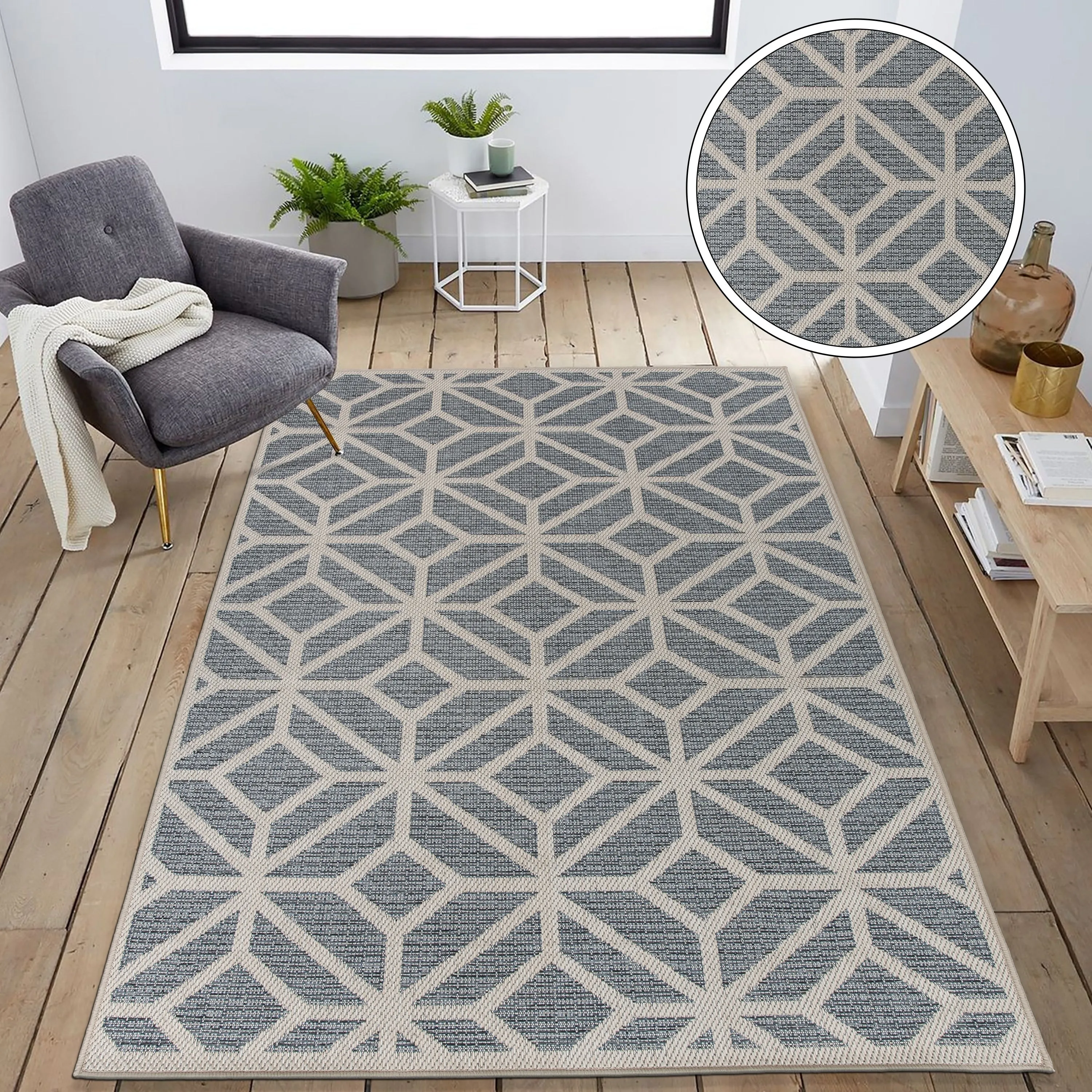 World Rug Gallery Modern Contemporary Geometric Indoor/Outdoor Area Rug