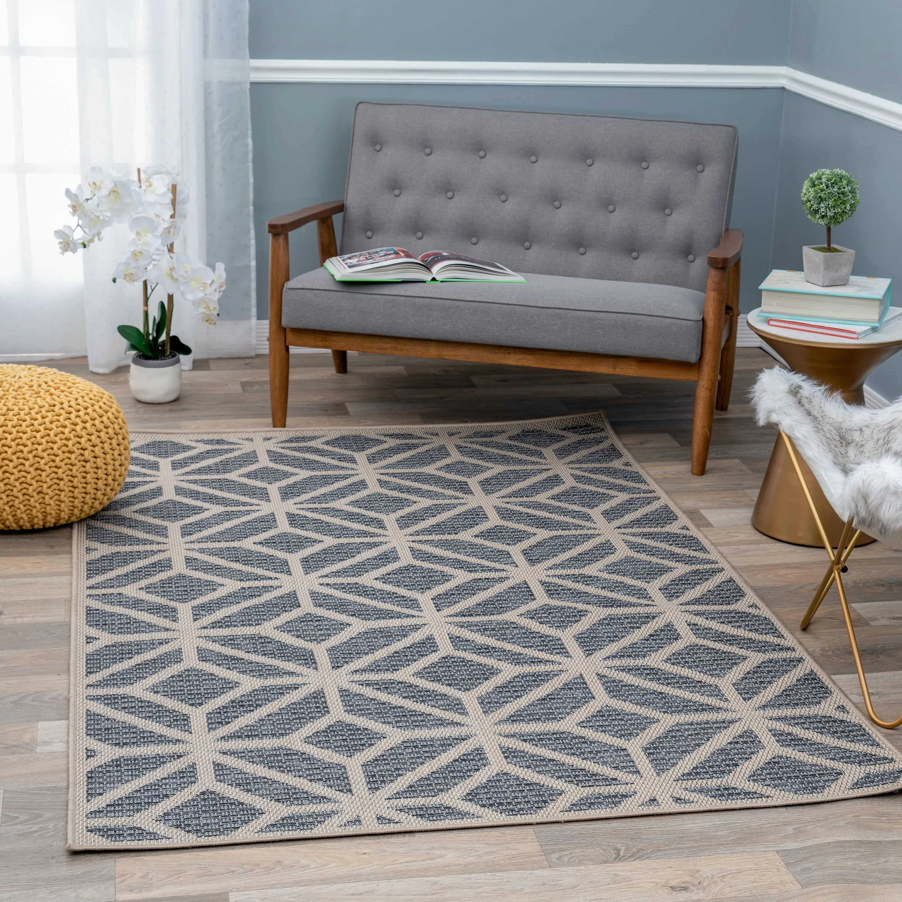 World Rug Gallery Modern Contemporary Geometric Indoor/Outdoor Area Rug