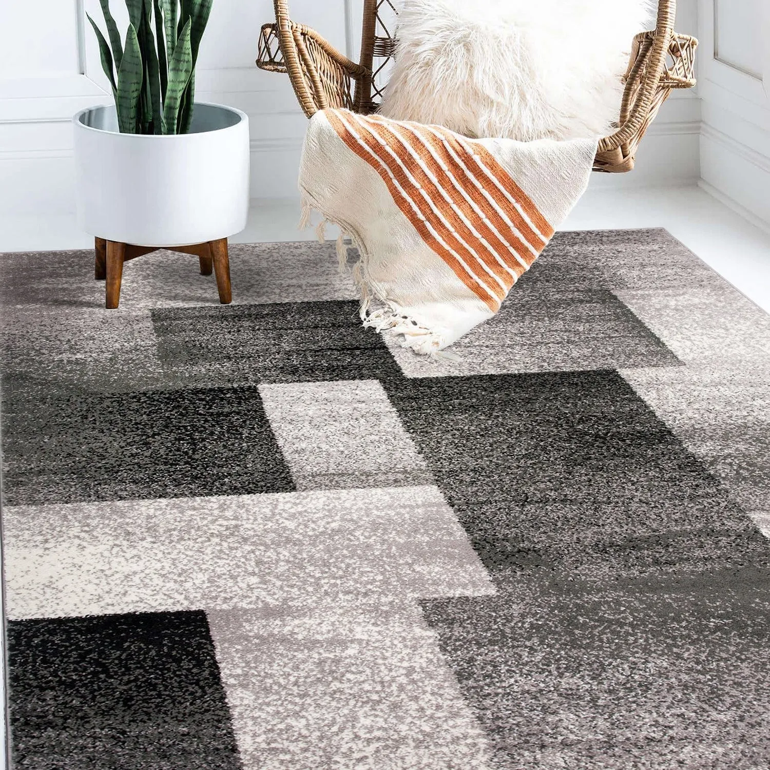 World Rug Gallery Modern Geometric Boxes Area Rug