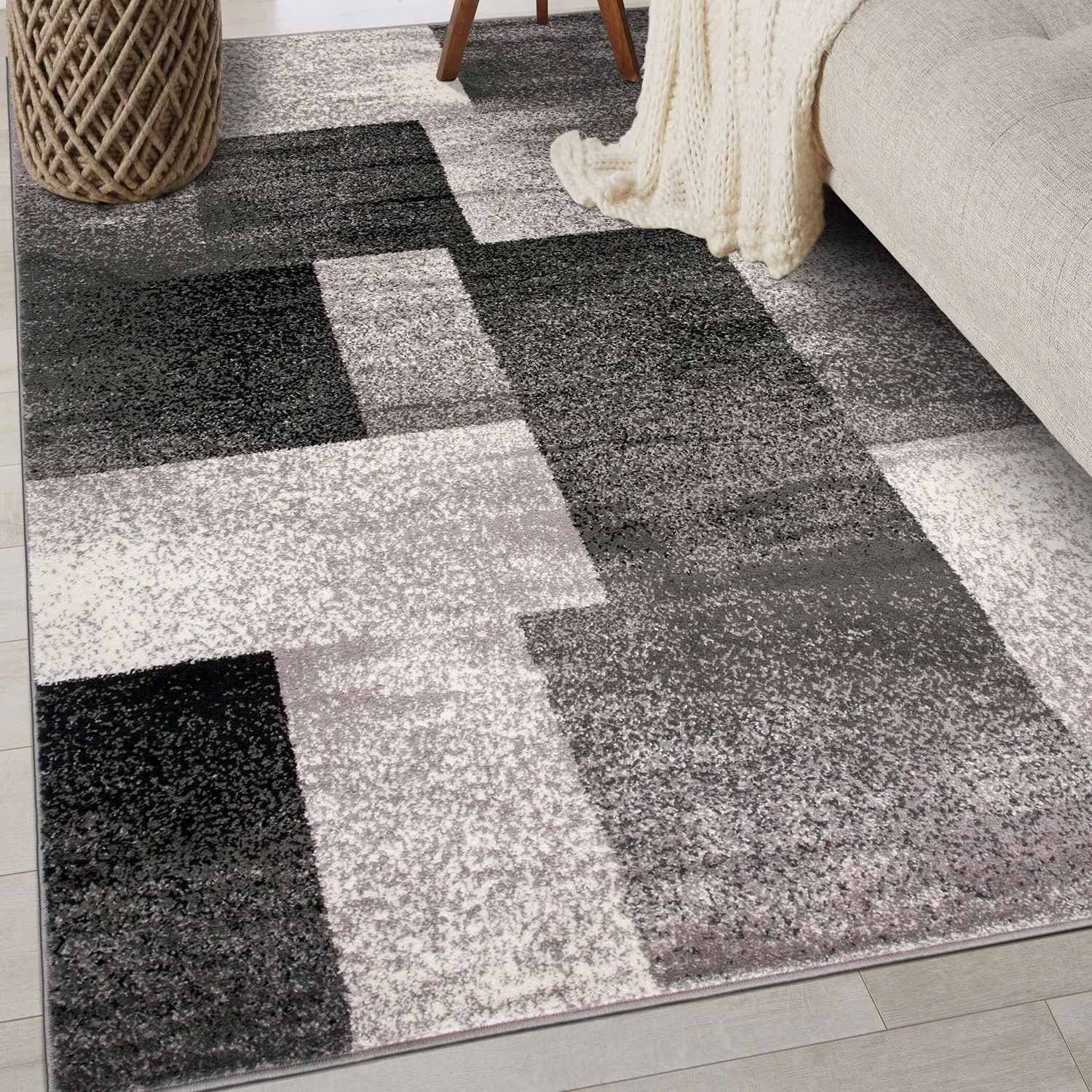 World Rug Gallery Modern Geometric Boxes Area Rug