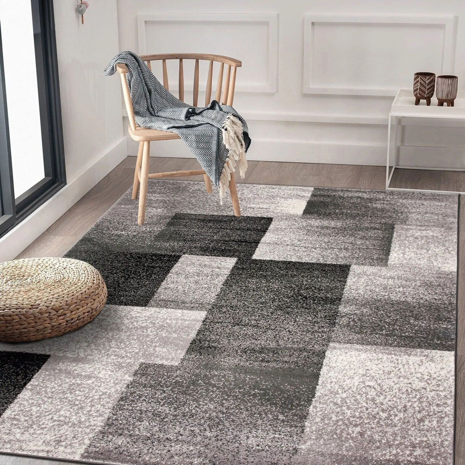 World Rug Gallery Modern Geometric Boxes Area Rug