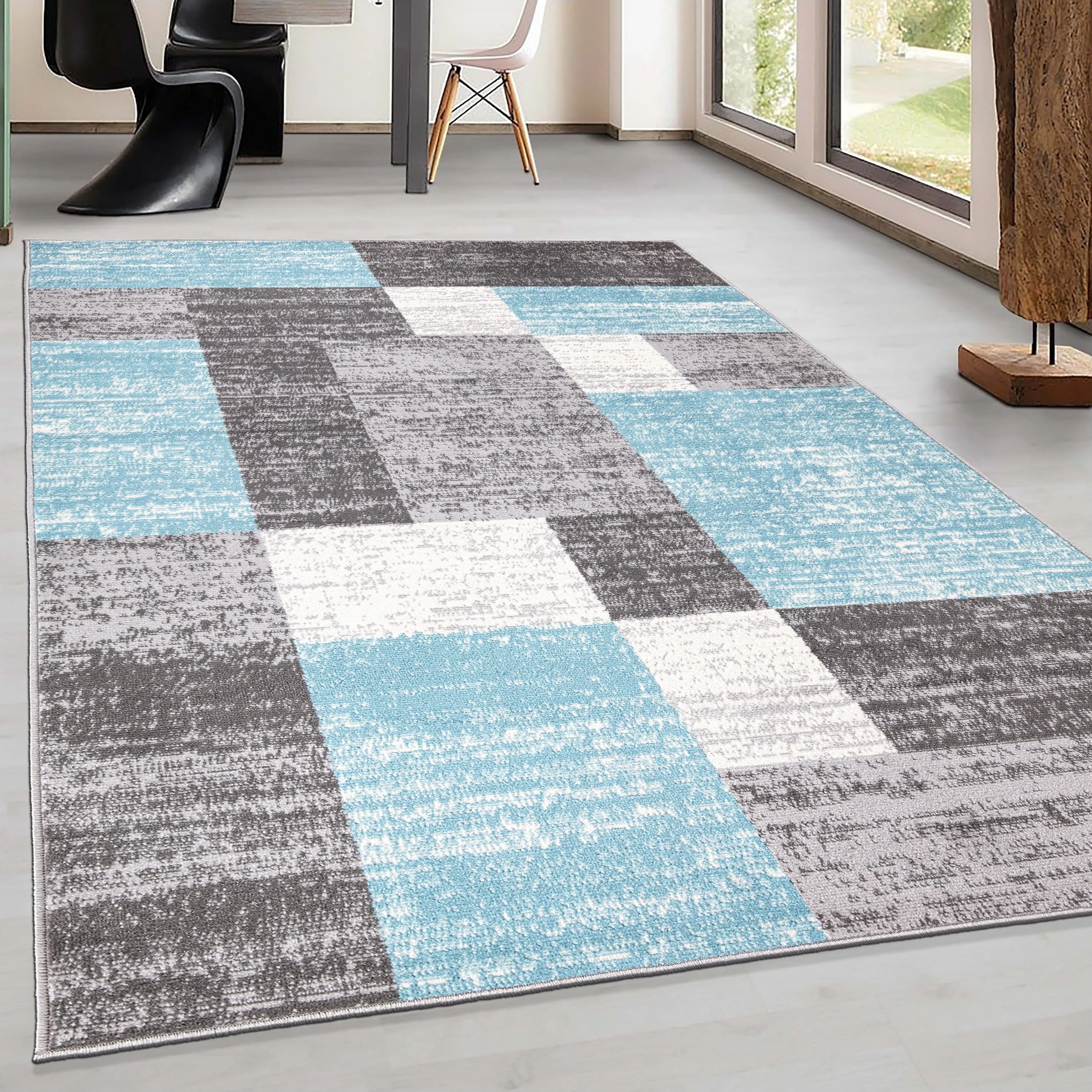 World Rug Gallery Modern Geometric Boxes Area Rug