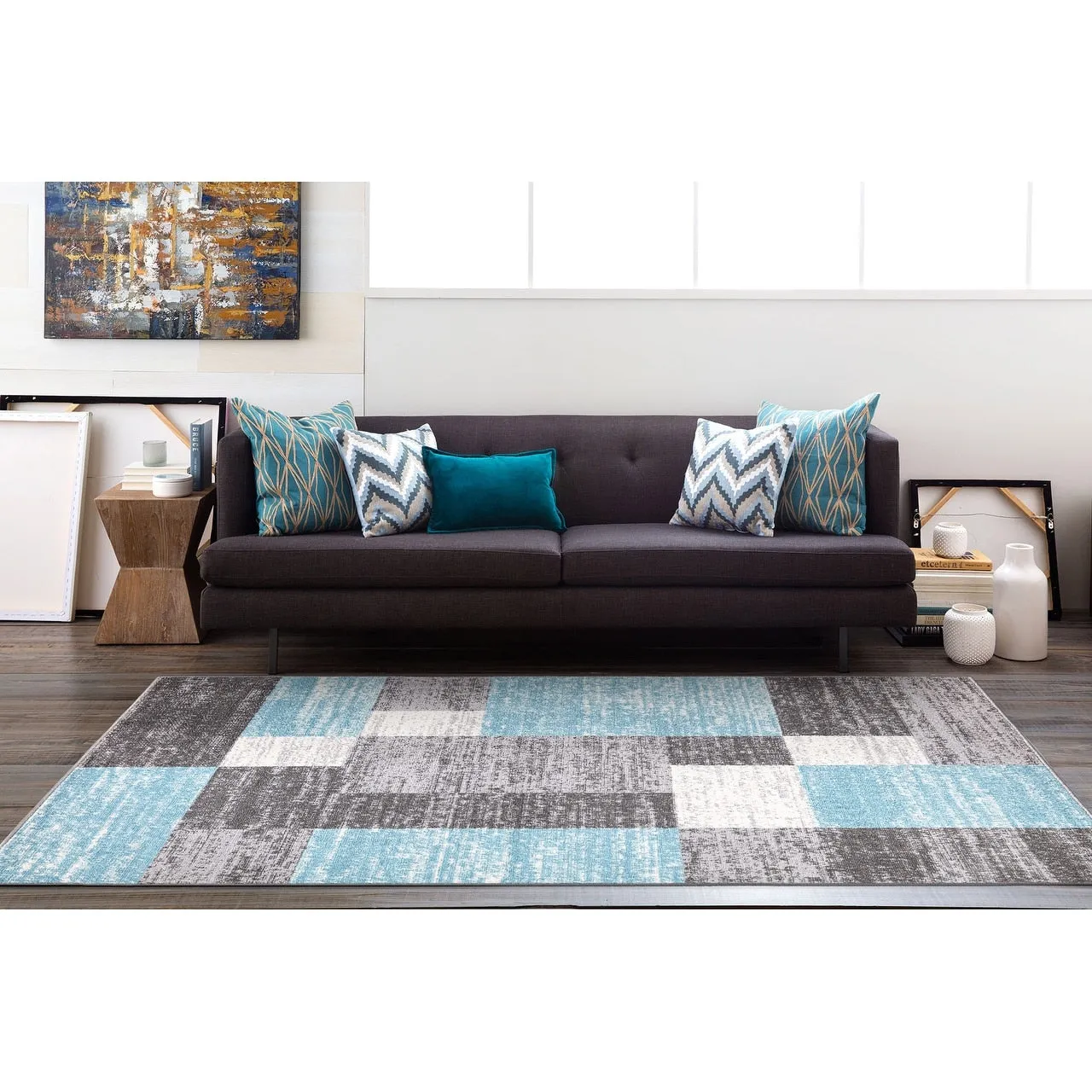 World Rug Gallery Modern Geometric Boxes Area Rug
