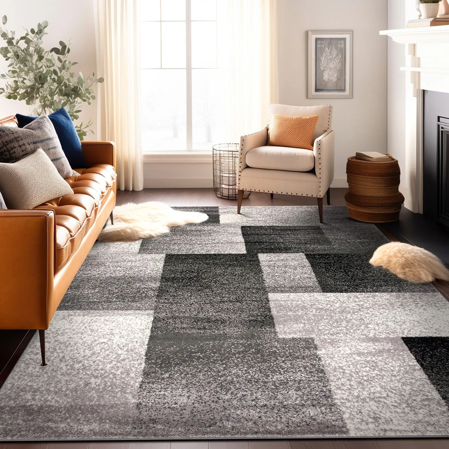 World Rug Gallery Modern Geometric Boxes Area Rug
