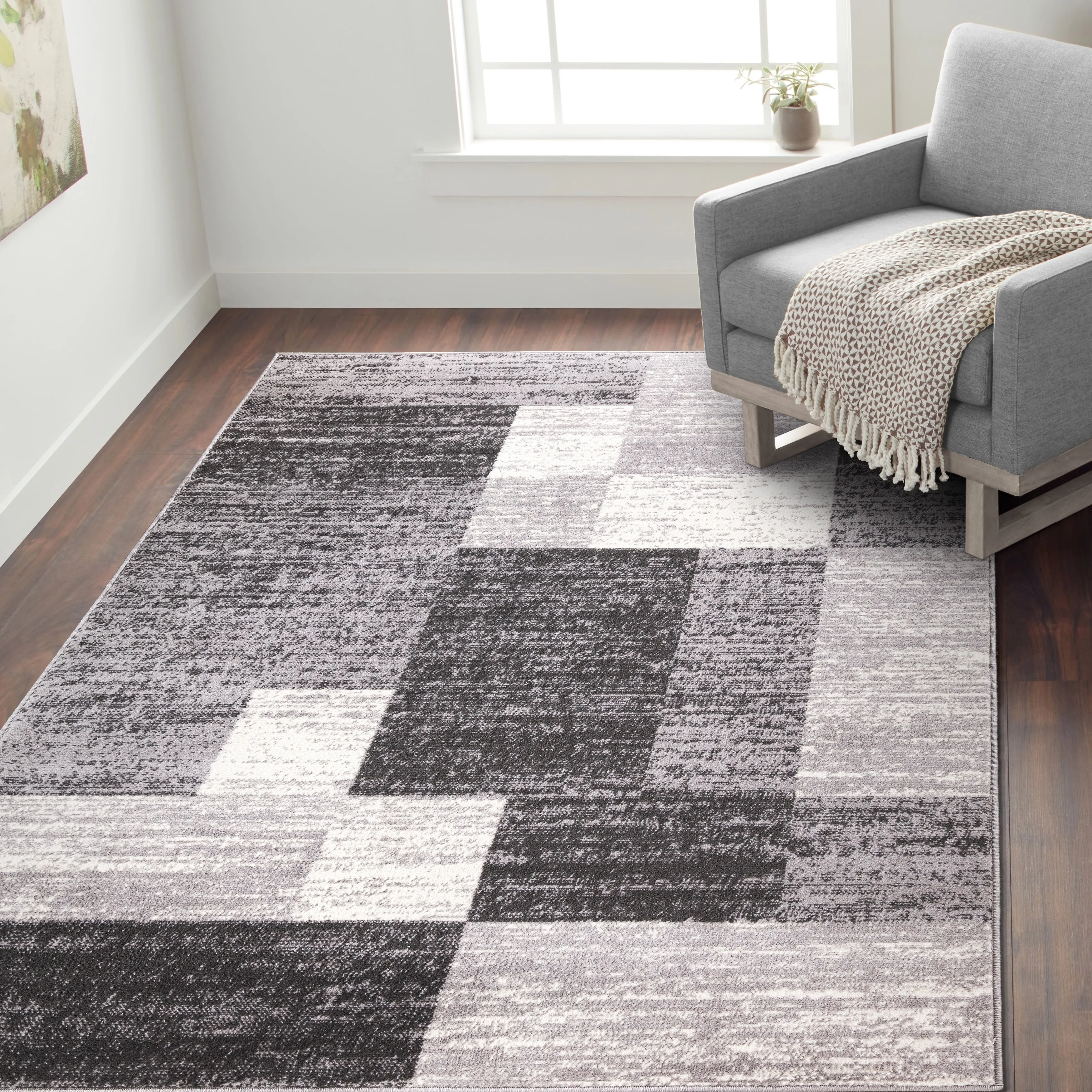 World Rug Gallery Modern Geometric Boxes Area Rug