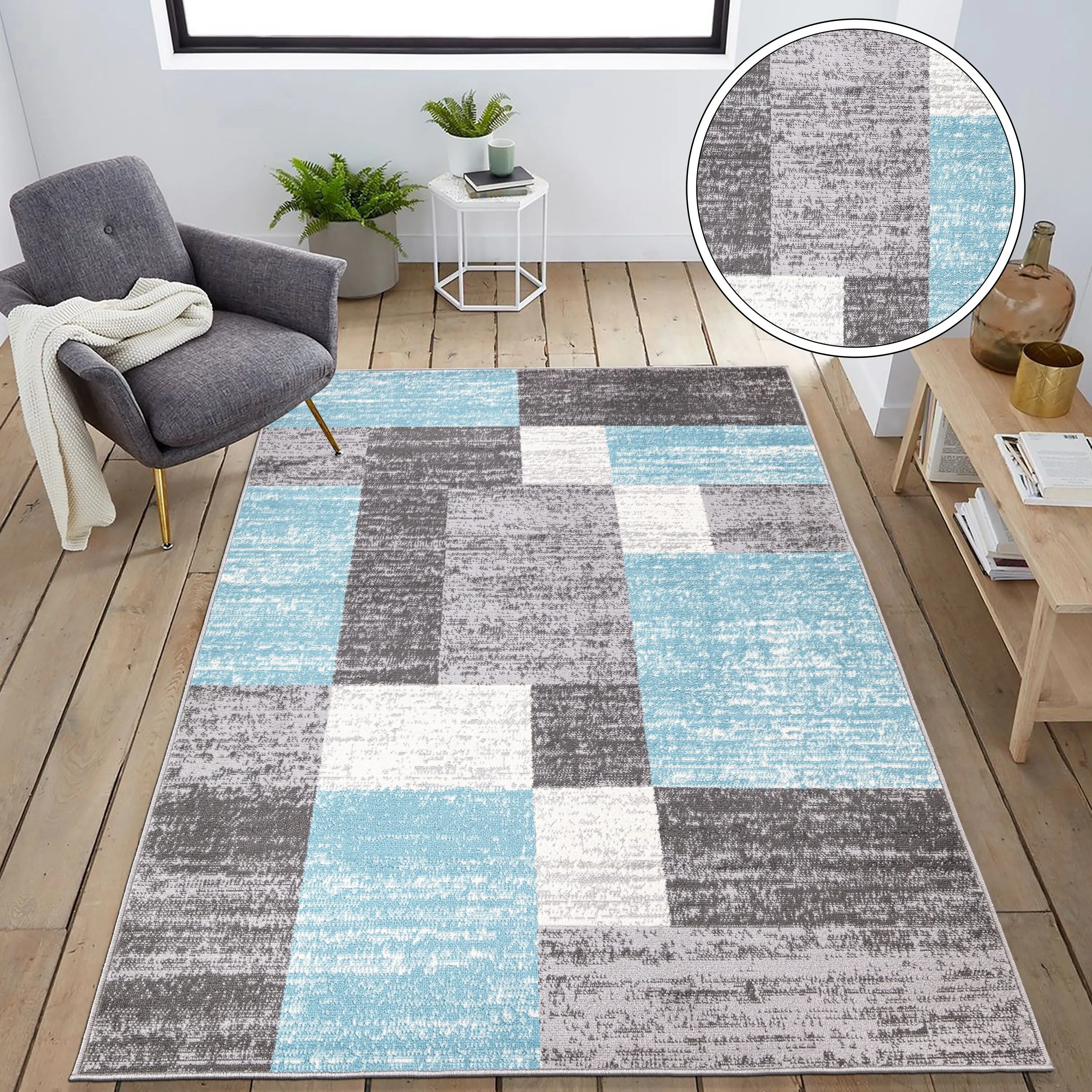 World Rug Gallery Modern Geometric Boxes Area Rug