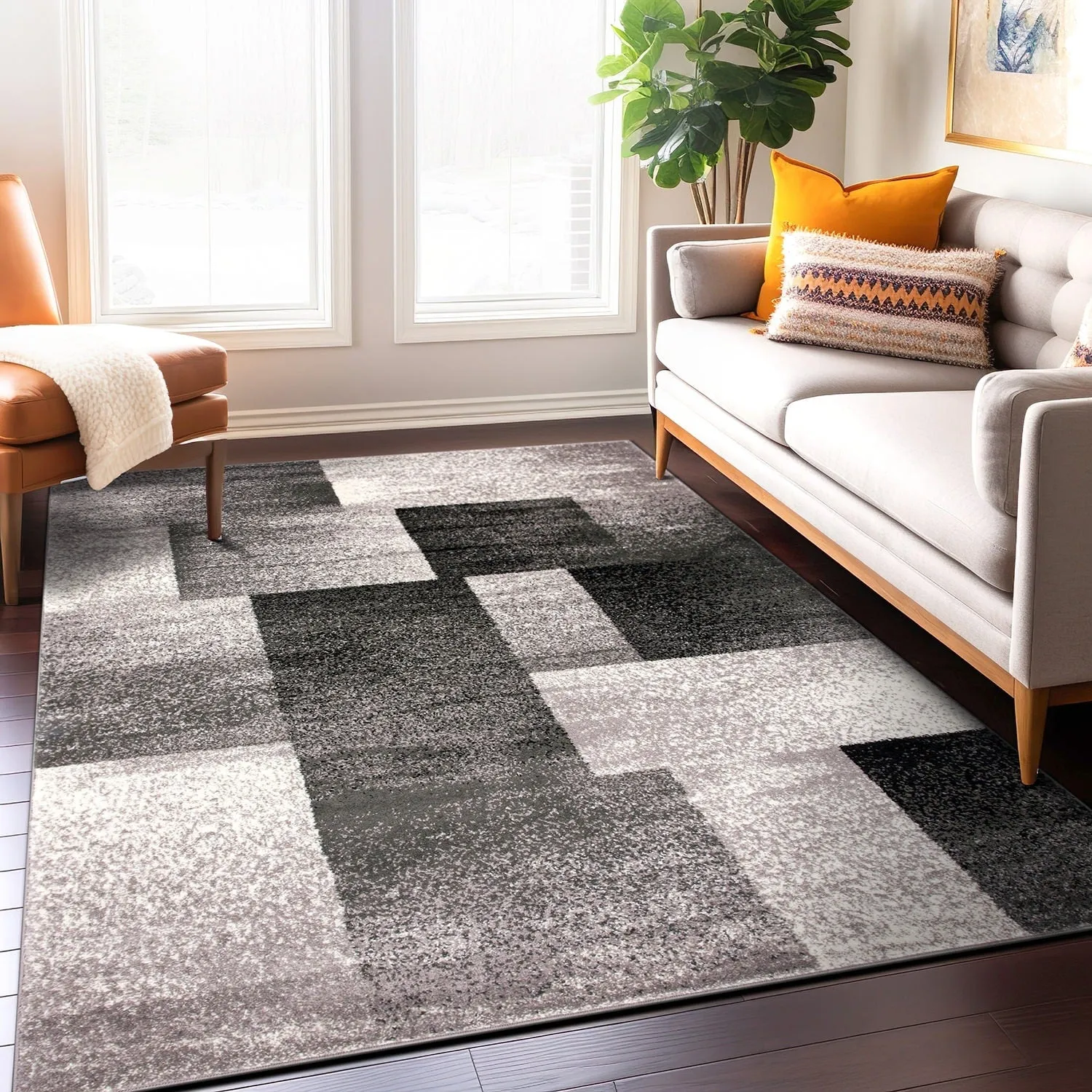 World Rug Gallery Modern Geometric Boxes Area Rug