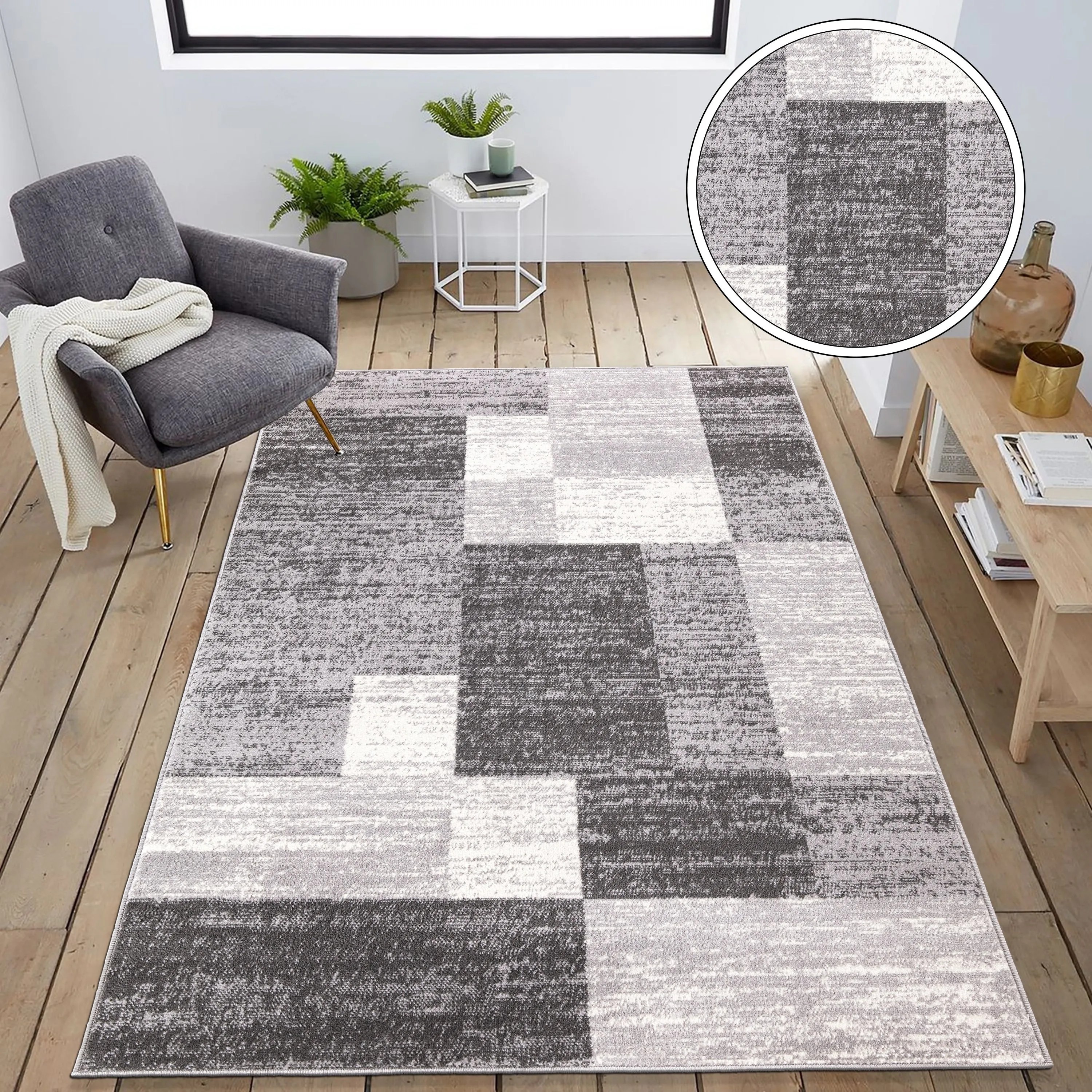 World Rug Gallery Modern Geometric Boxes Area Rug