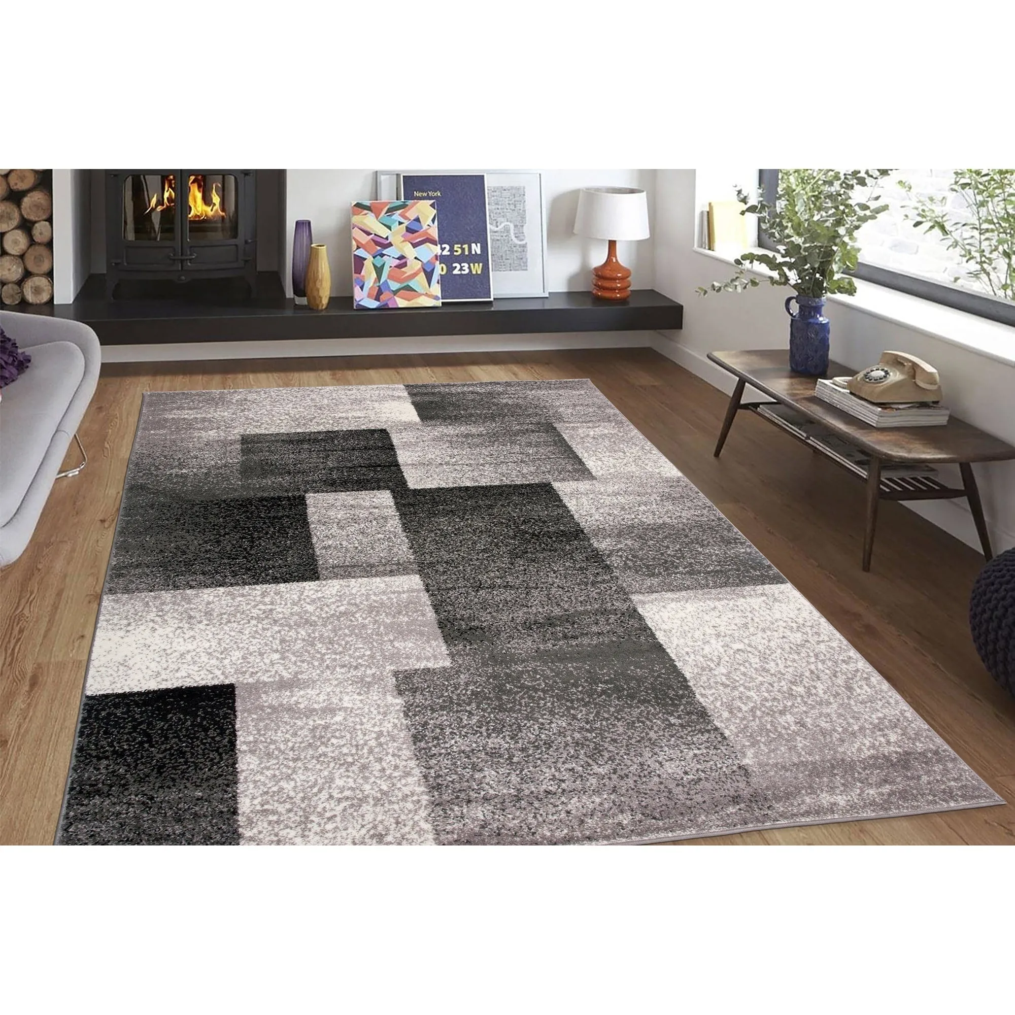 World Rug Gallery Modern Geometric Boxes Area Rug