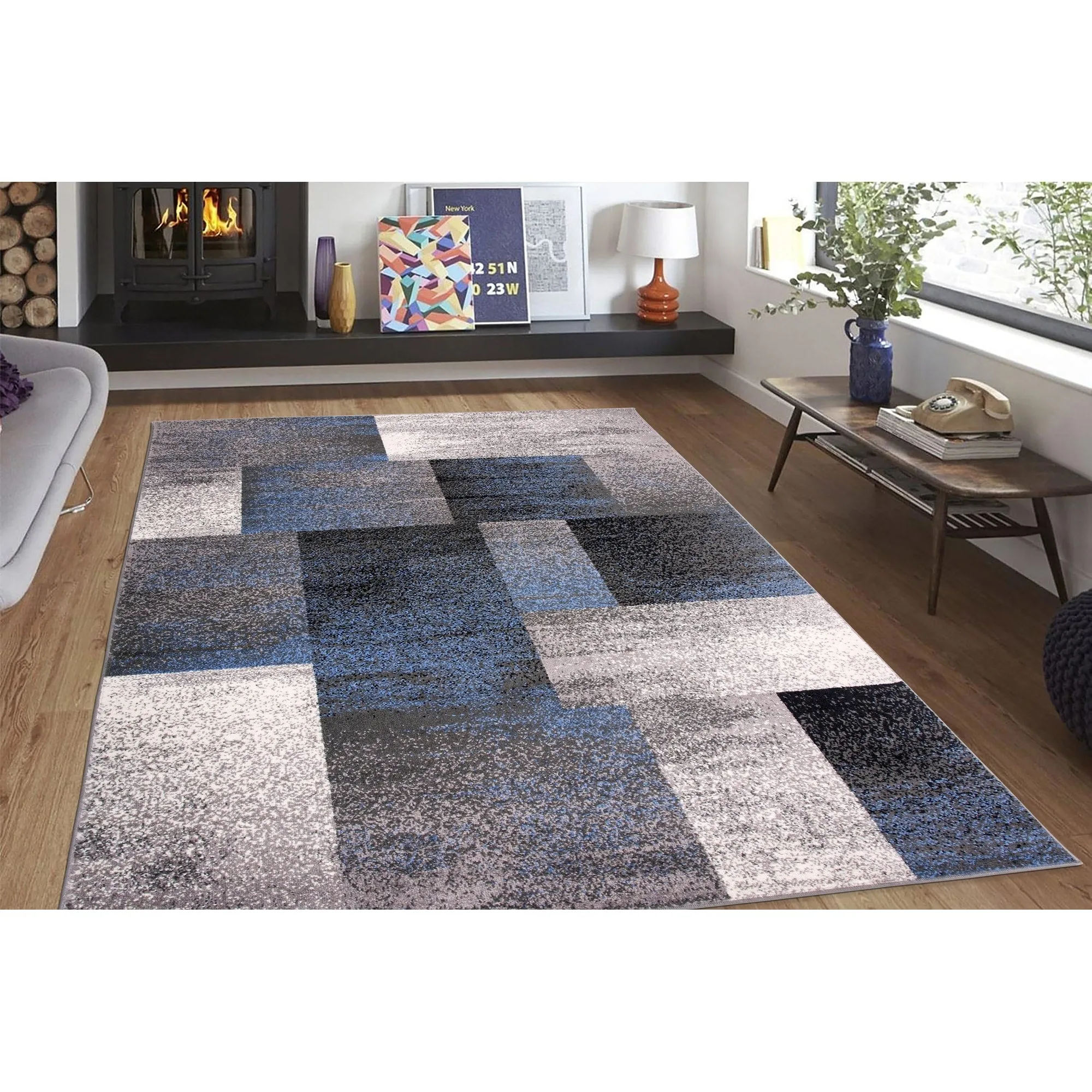 World Rug Gallery Modern Geometric Boxes Area Rug