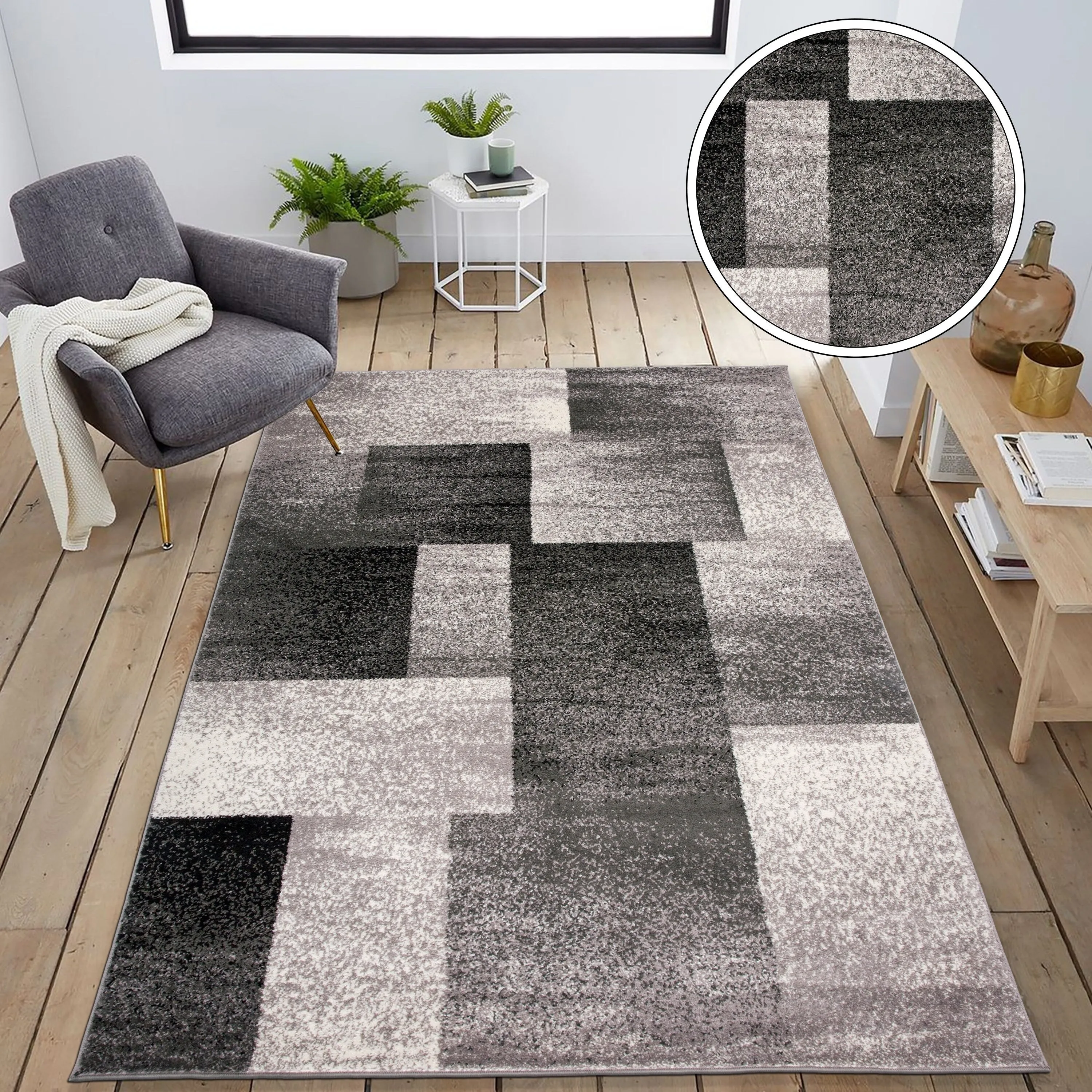 World Rug Gallery Modern Geometric Boxes Area Rug