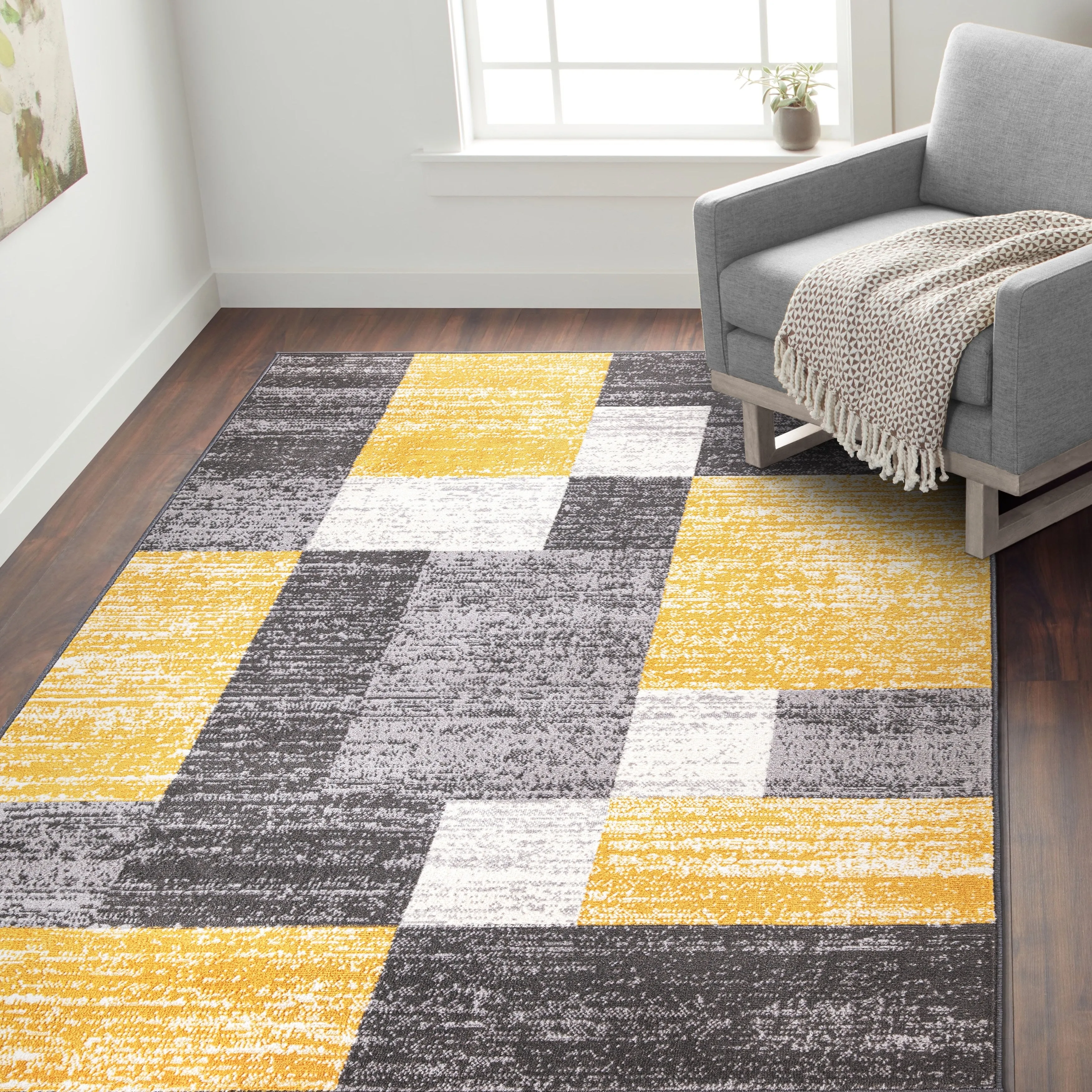 World Rug Gallery Modern Geometric Boxes Area Rug