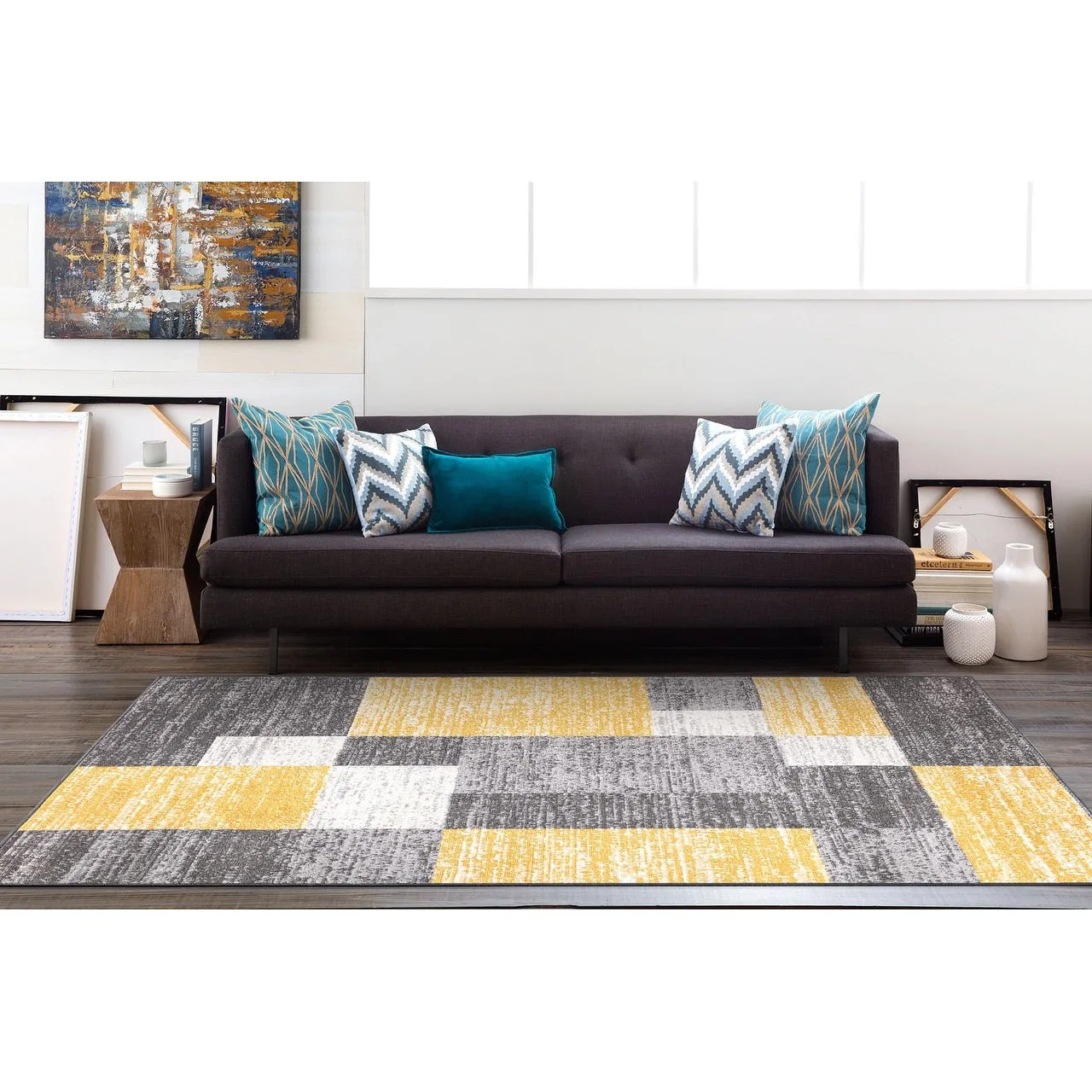 World Rug Gallery Modern Geometric Boxes Area Rug