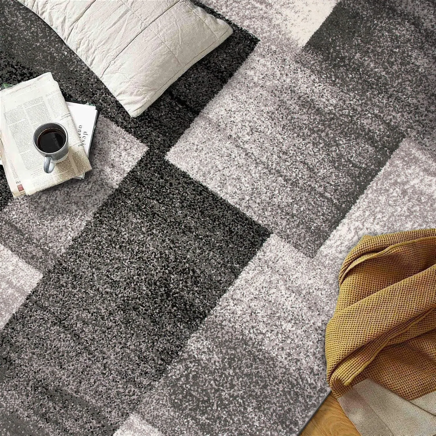 World Rug Gallery Modern Geometric Boxes Area Rug
