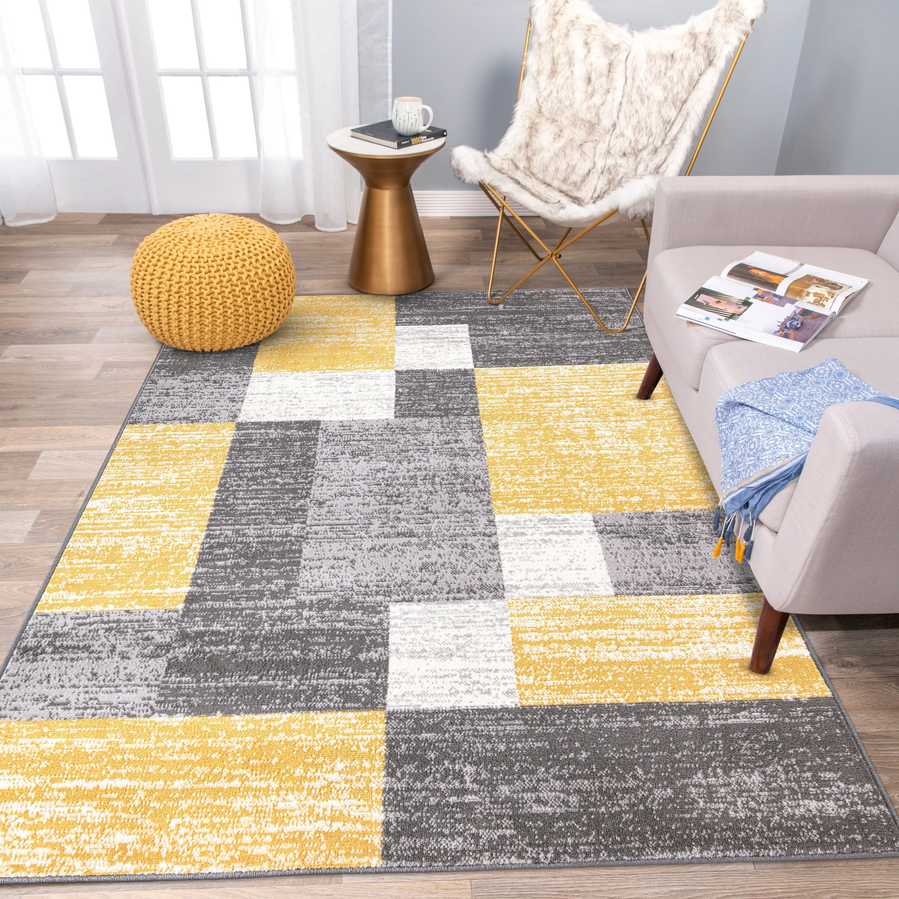 World Rug Gallery Modern Geometric Boxes Area Rug