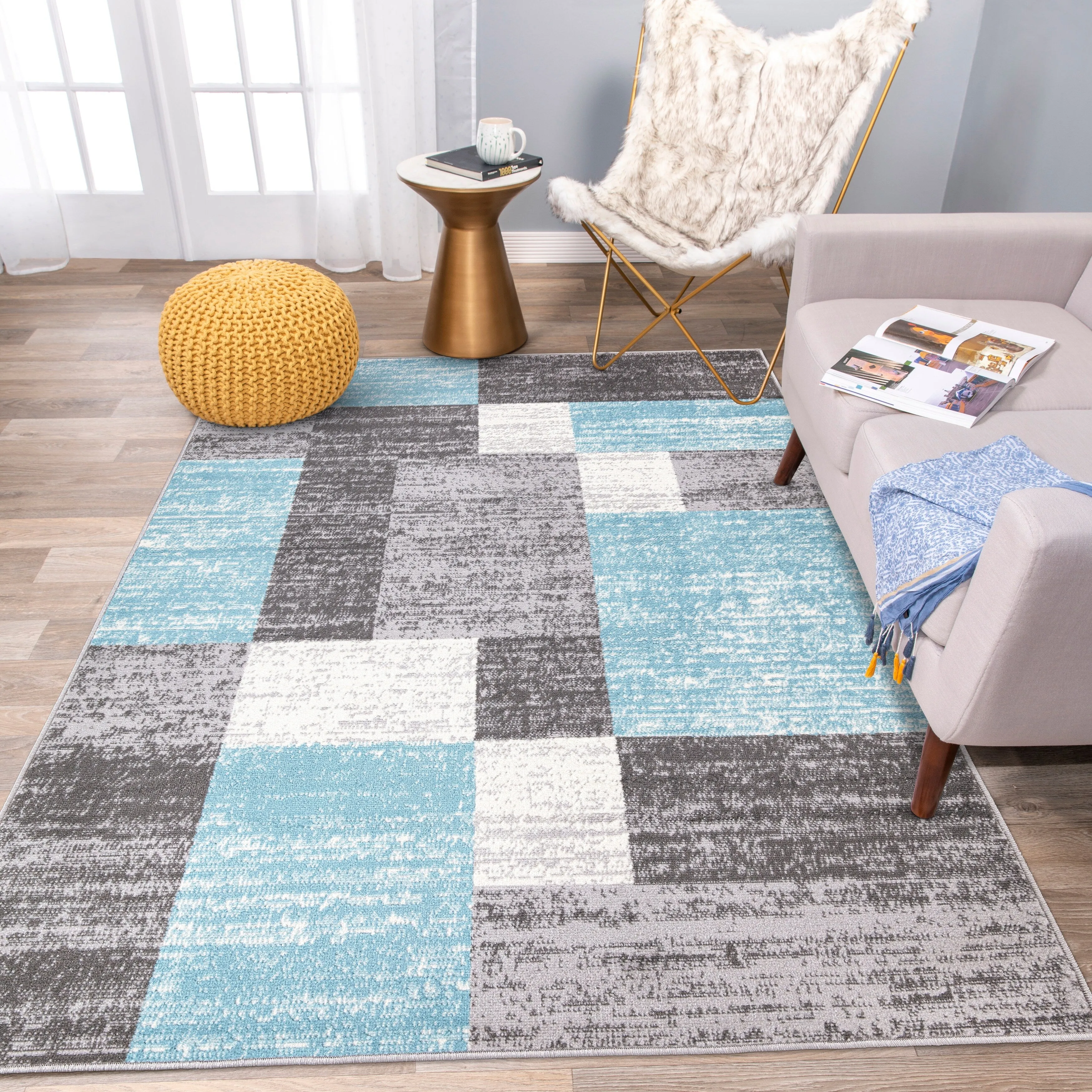 World Rug Gallery Modern Geometric Boxes Area Rug