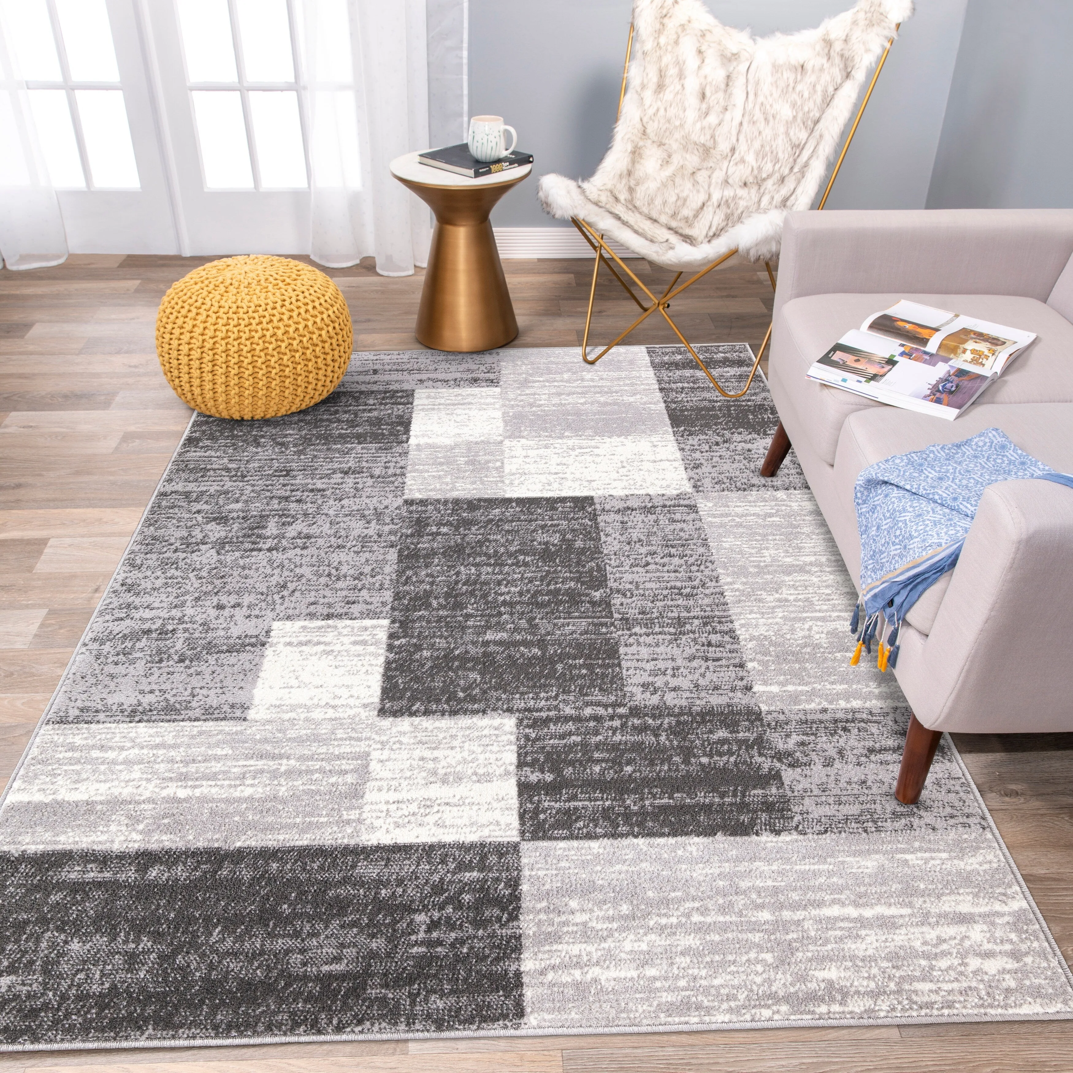 World Rug Gallery Modern Geometric Boxes Area Rug