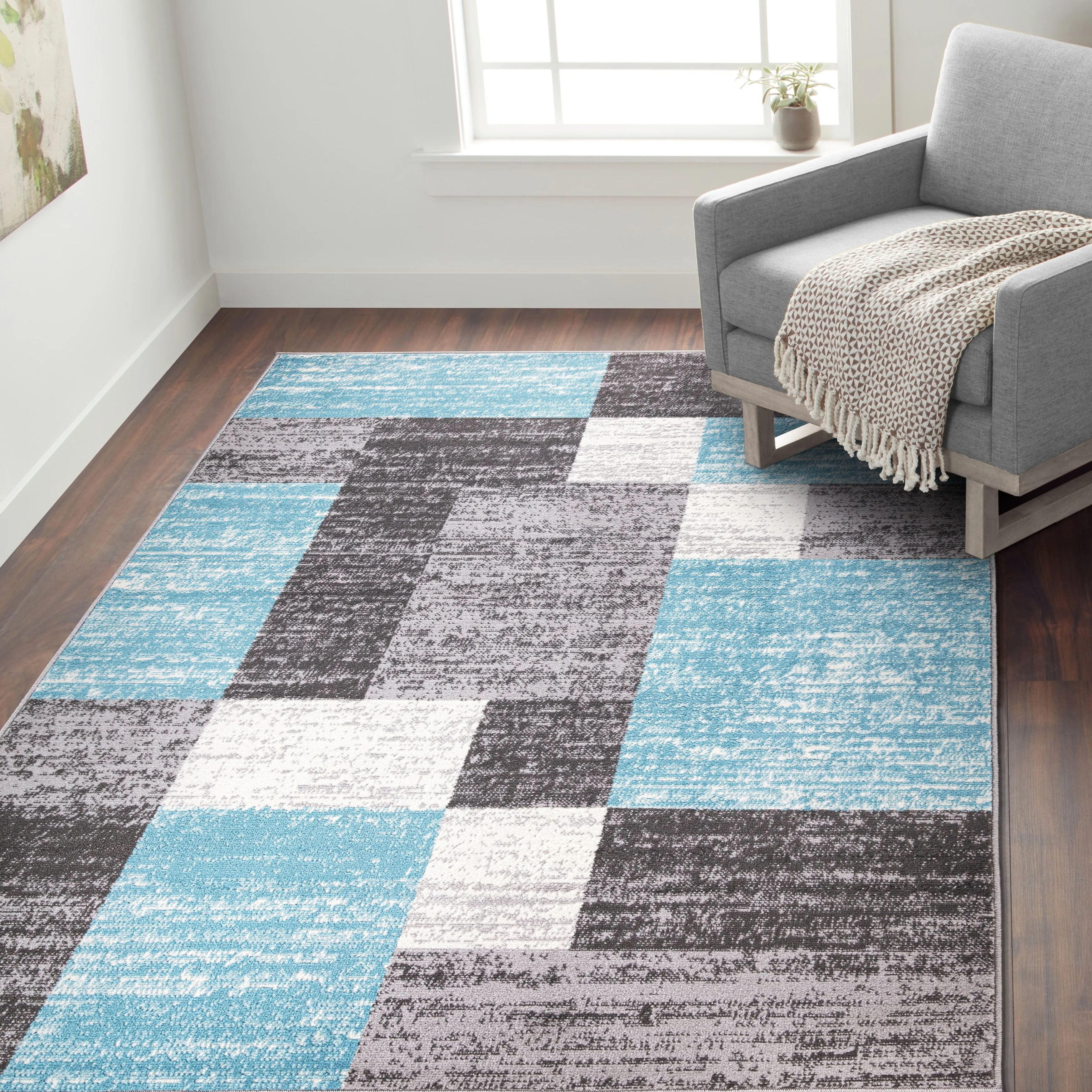 World Rug Gallery Modern Geometric Boxes Area Rug