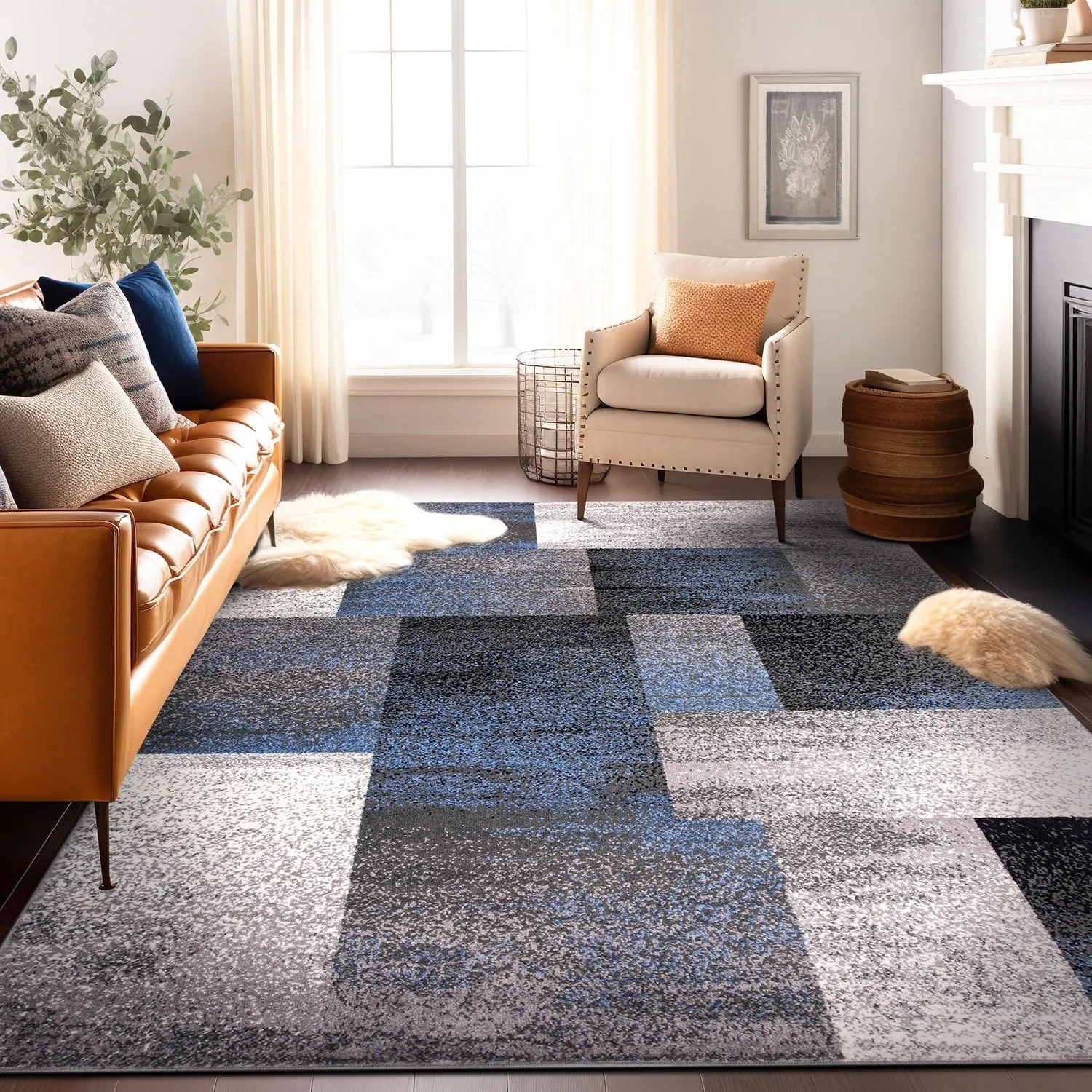 World Rug Gallery Modern Geometric Boxes Area Rug