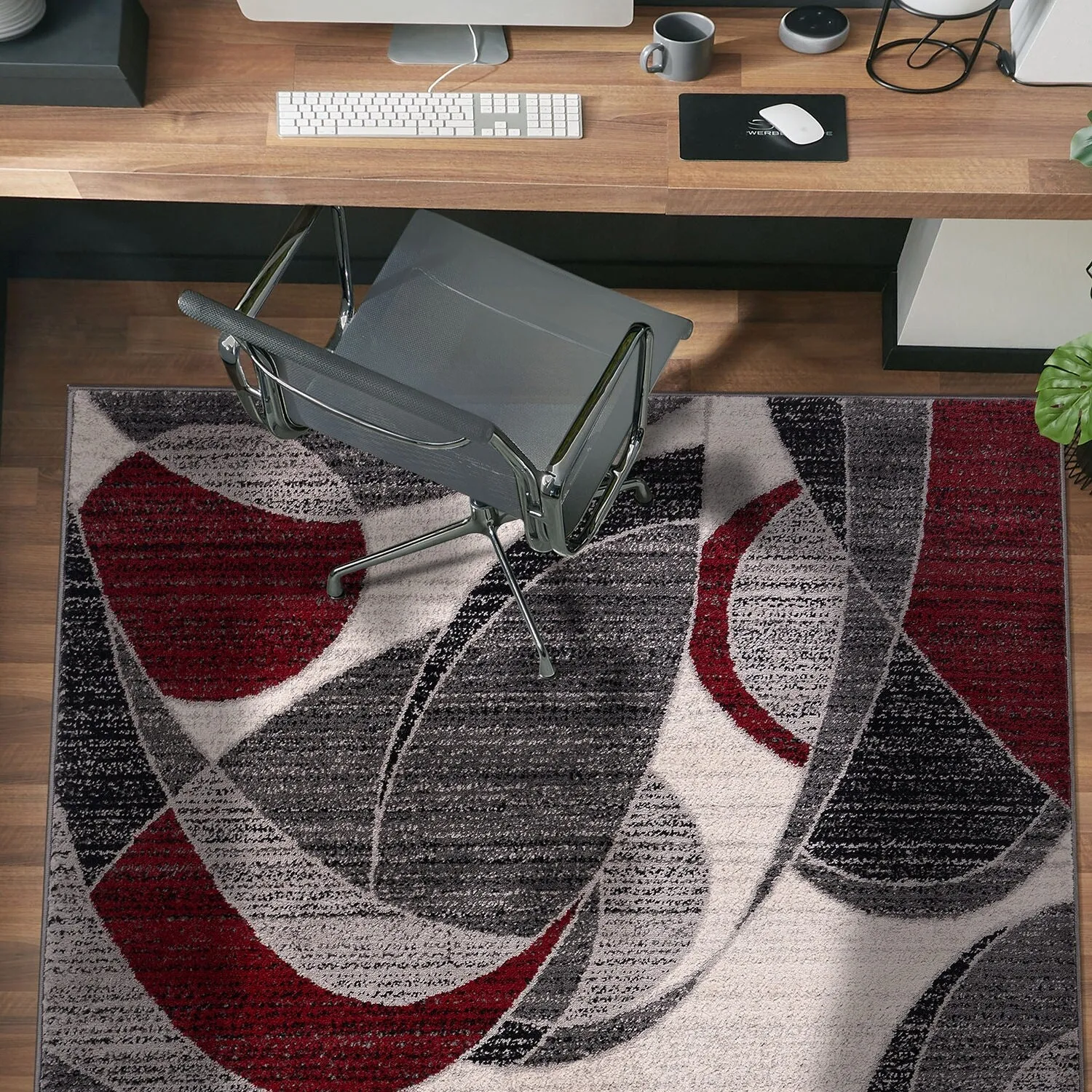 World Rug Gallery Modern Geometric Circular Harmony Blue Area Rug