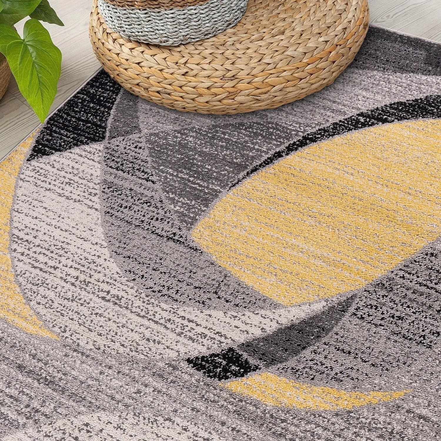 World Rug Gallery Modern Geometric Circular Harmony Blue Area Rug