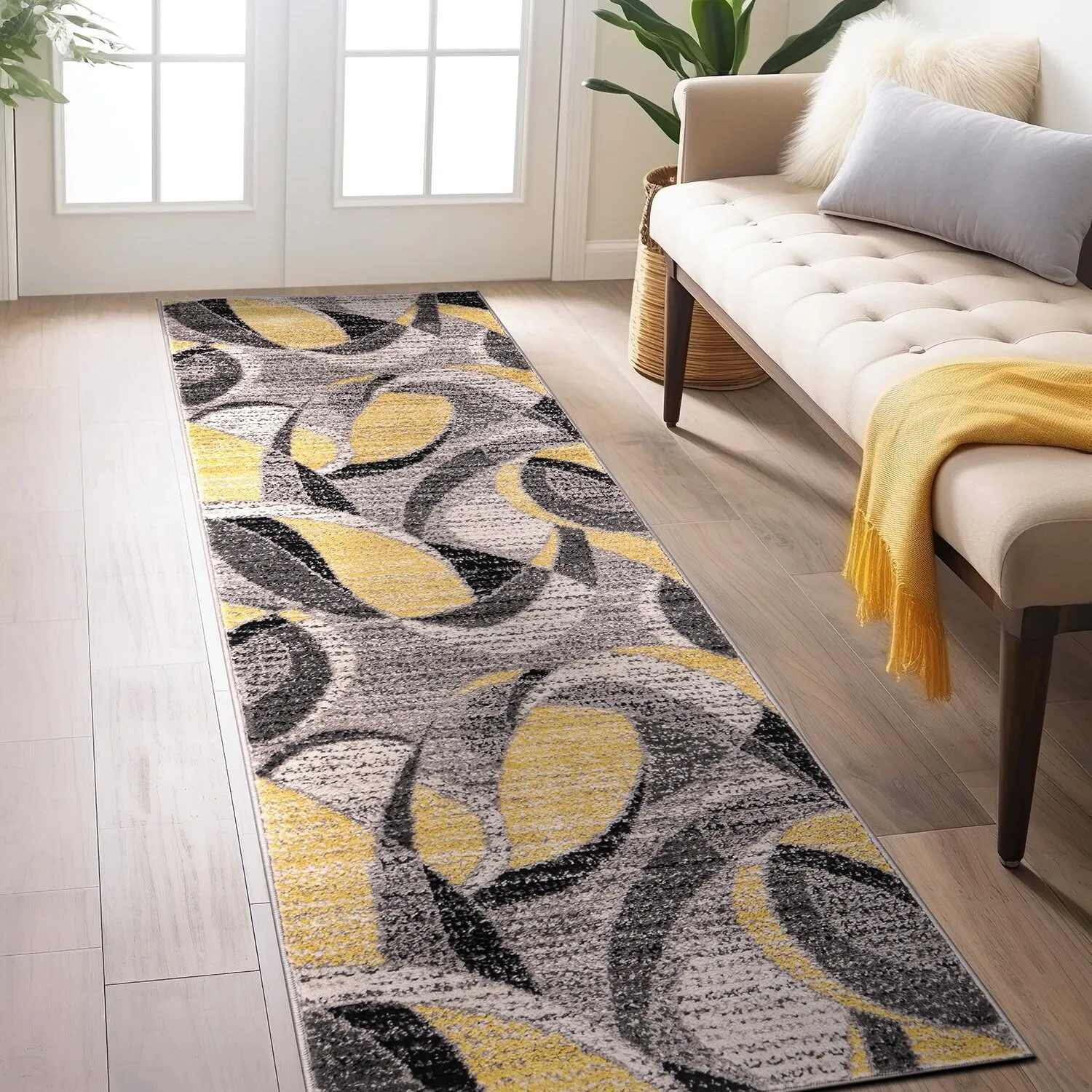 World Rug Gallery Modern Geometric Circular Harmony Blue Area Rug