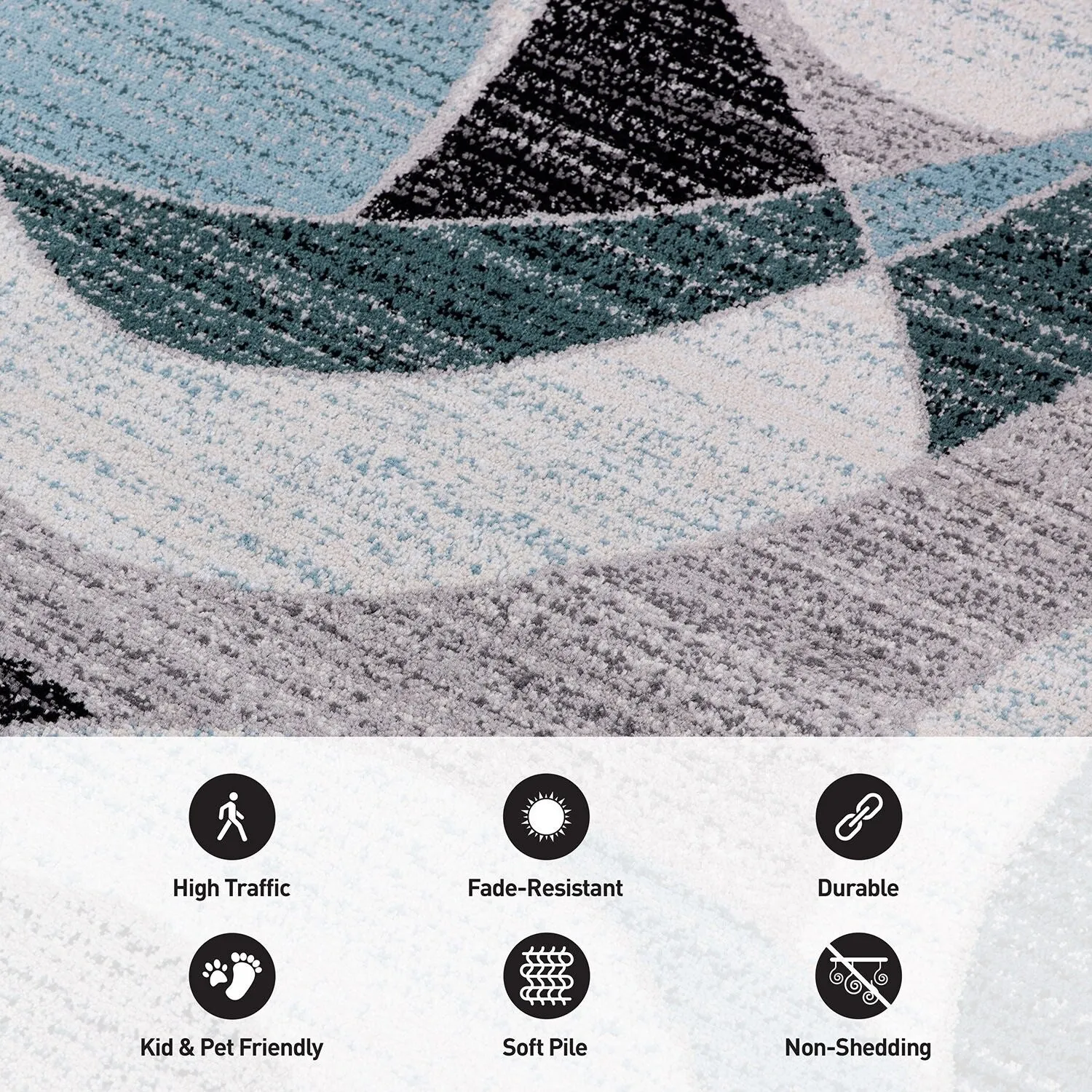 World Rug Gallery Modern Geometric Circular Harmony Blue Area Rug
