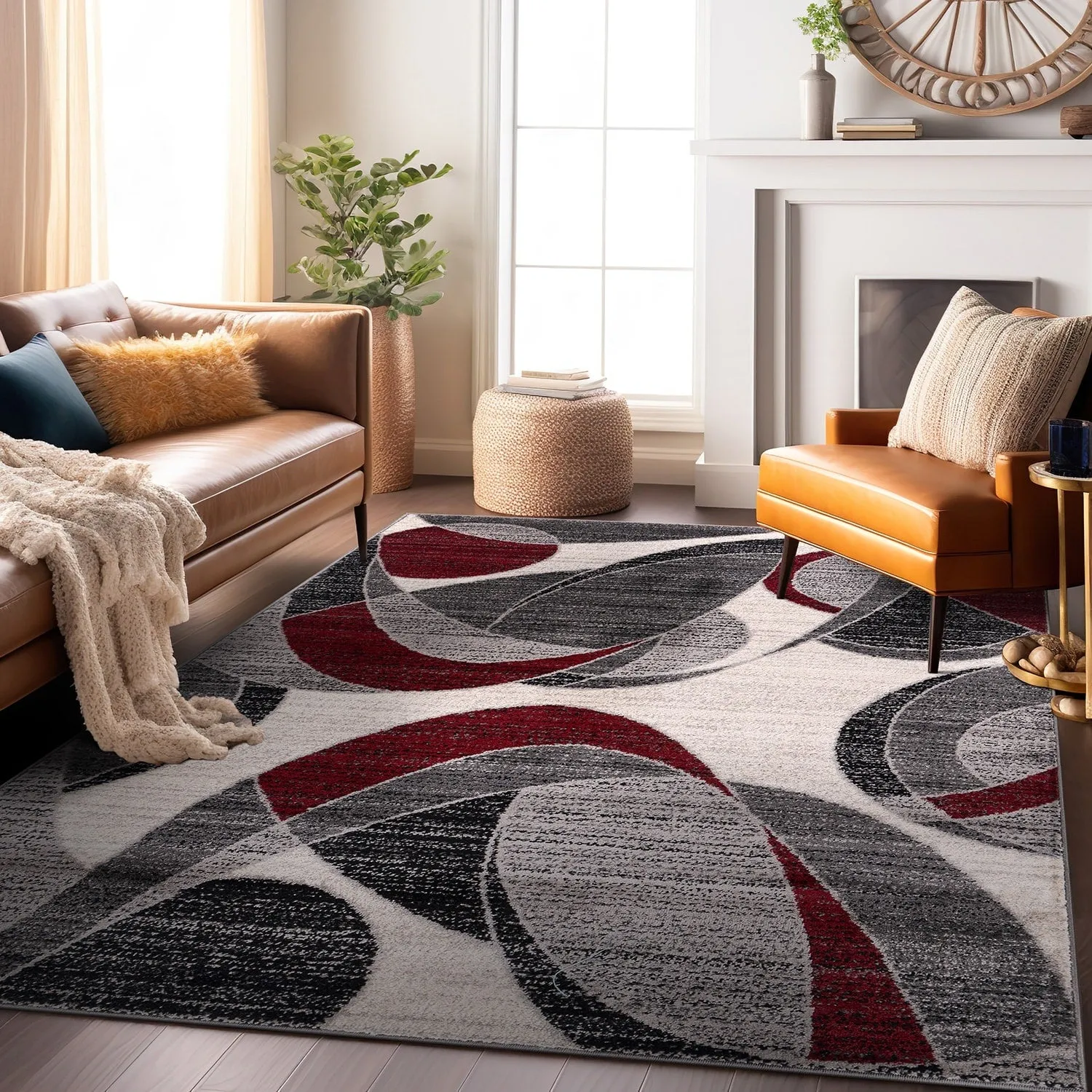 World Rug Gallery Modern Geometric Circular Harmony Blue Area Rug