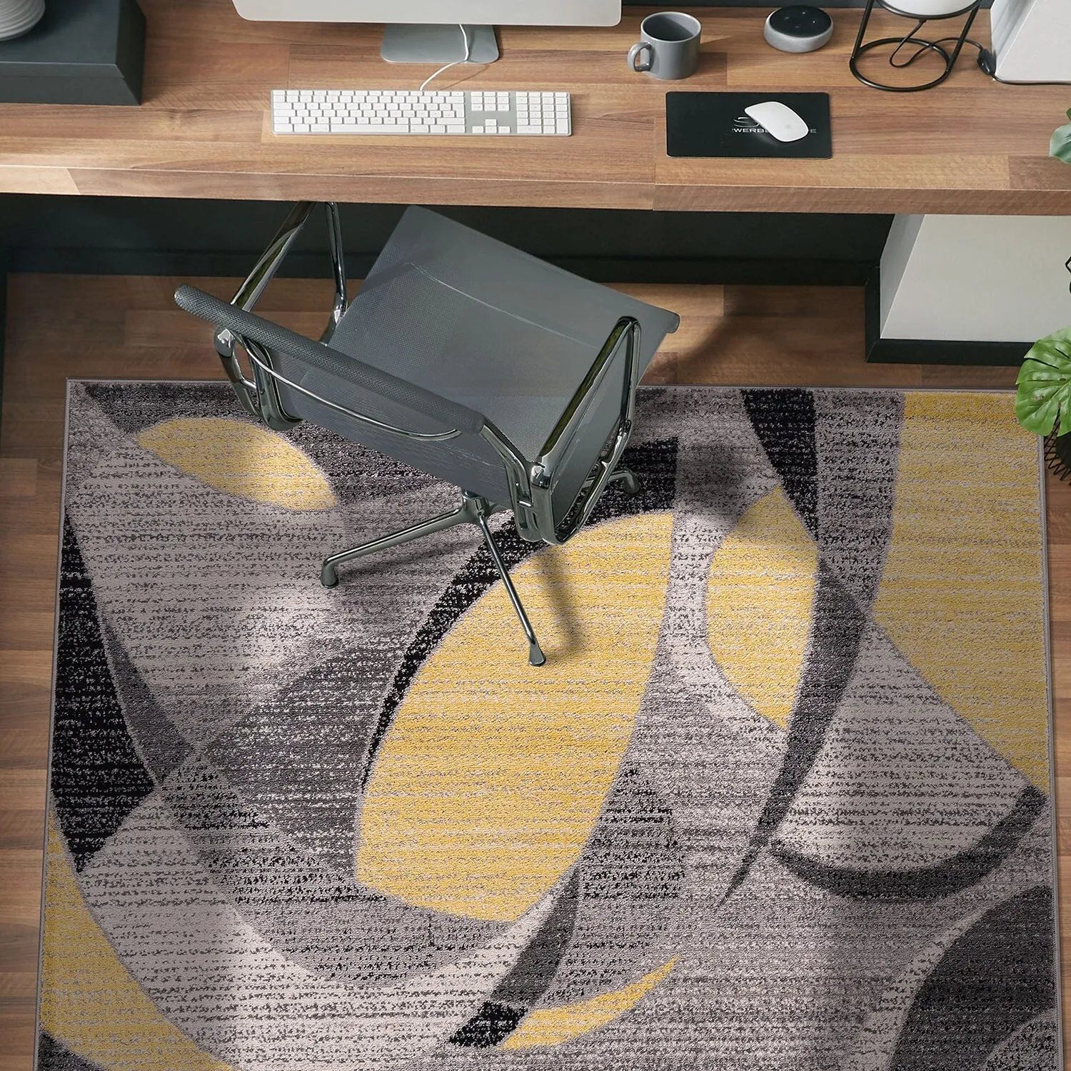 World Rug Gallery Modern Geometric Circular Harmony Blue Area Rug