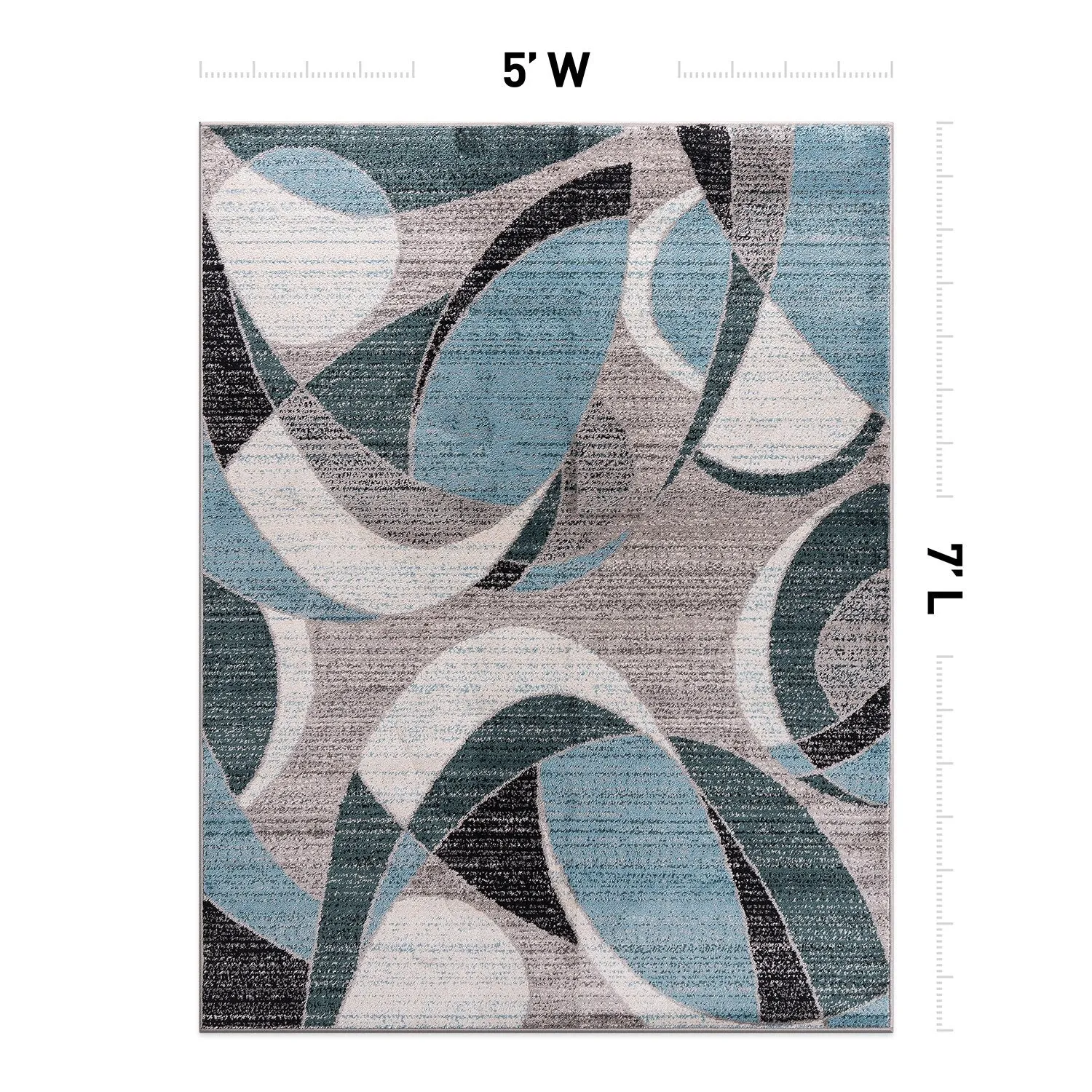 World Rug Gallery Modern Geometric Circular Harmony Blue Area Rug