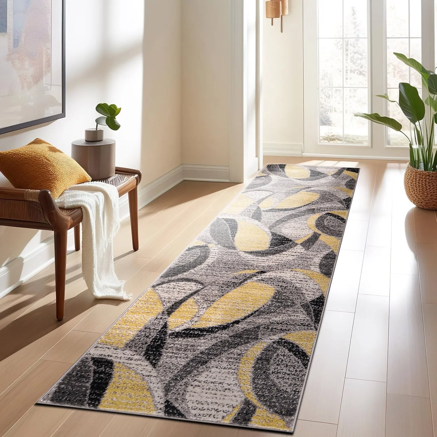 World Rug Gallery Modern Geometric Circular Harmony Blue Area Rug