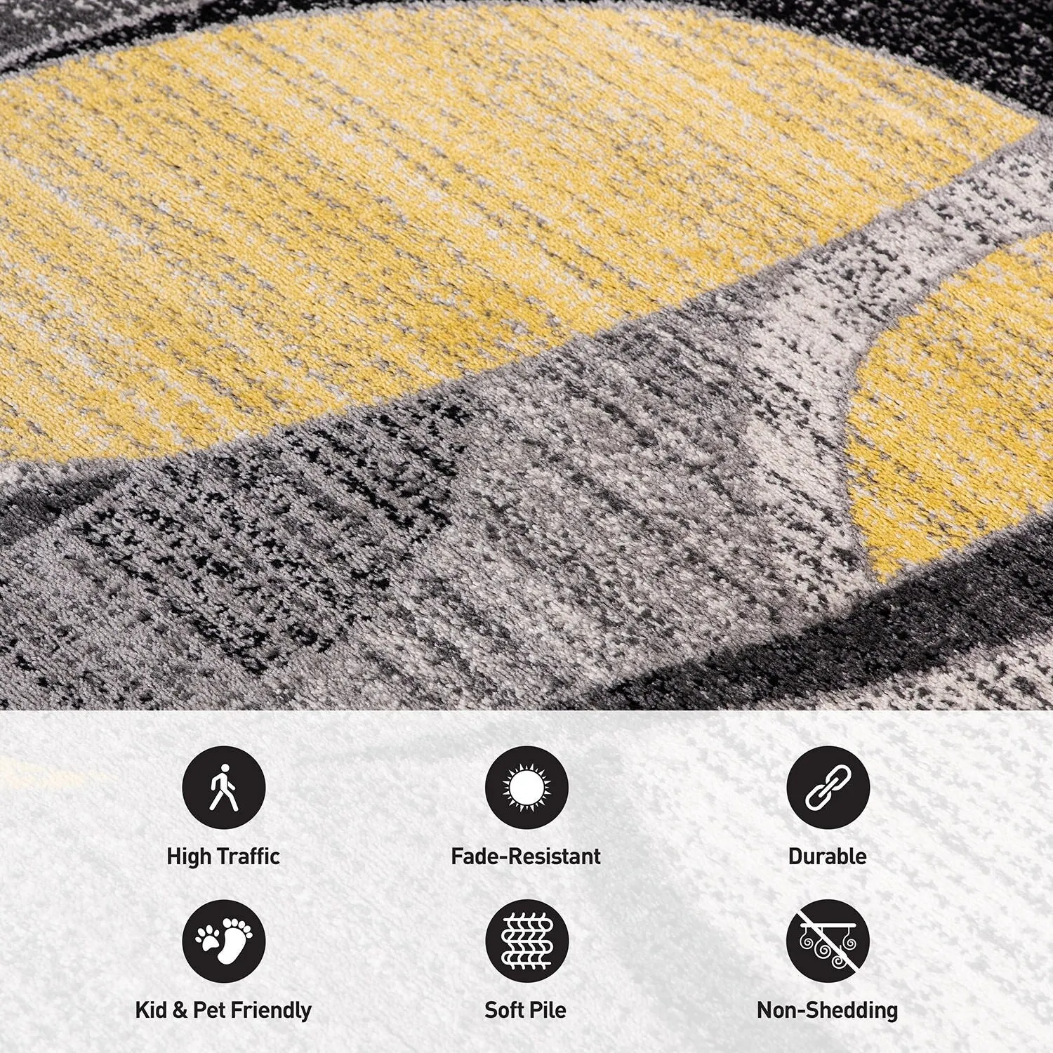 World Rug Gallery Modern Geometric Circular Harmony Blue Area Rug
