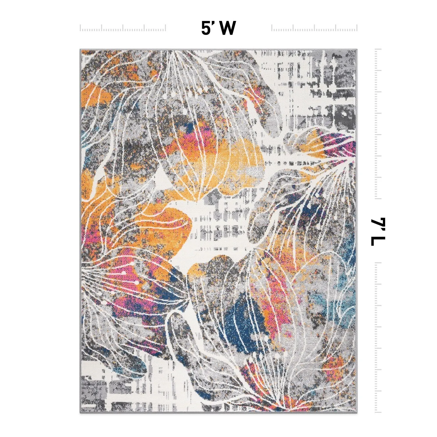 World Rug Gallery Modern Large Floral Distressed Area Rug