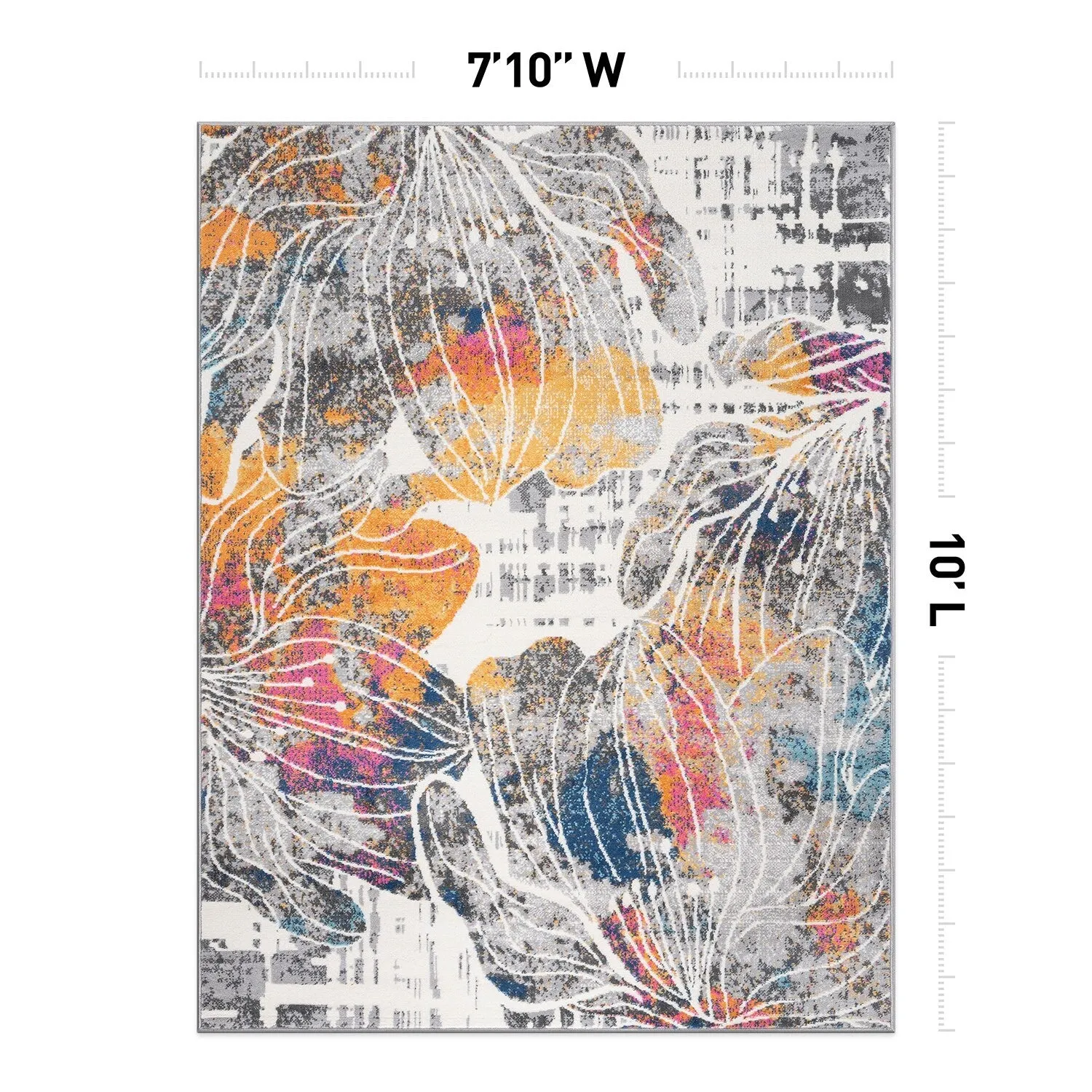World Rug Gallery Modern Large Floral Distressed Area Rug