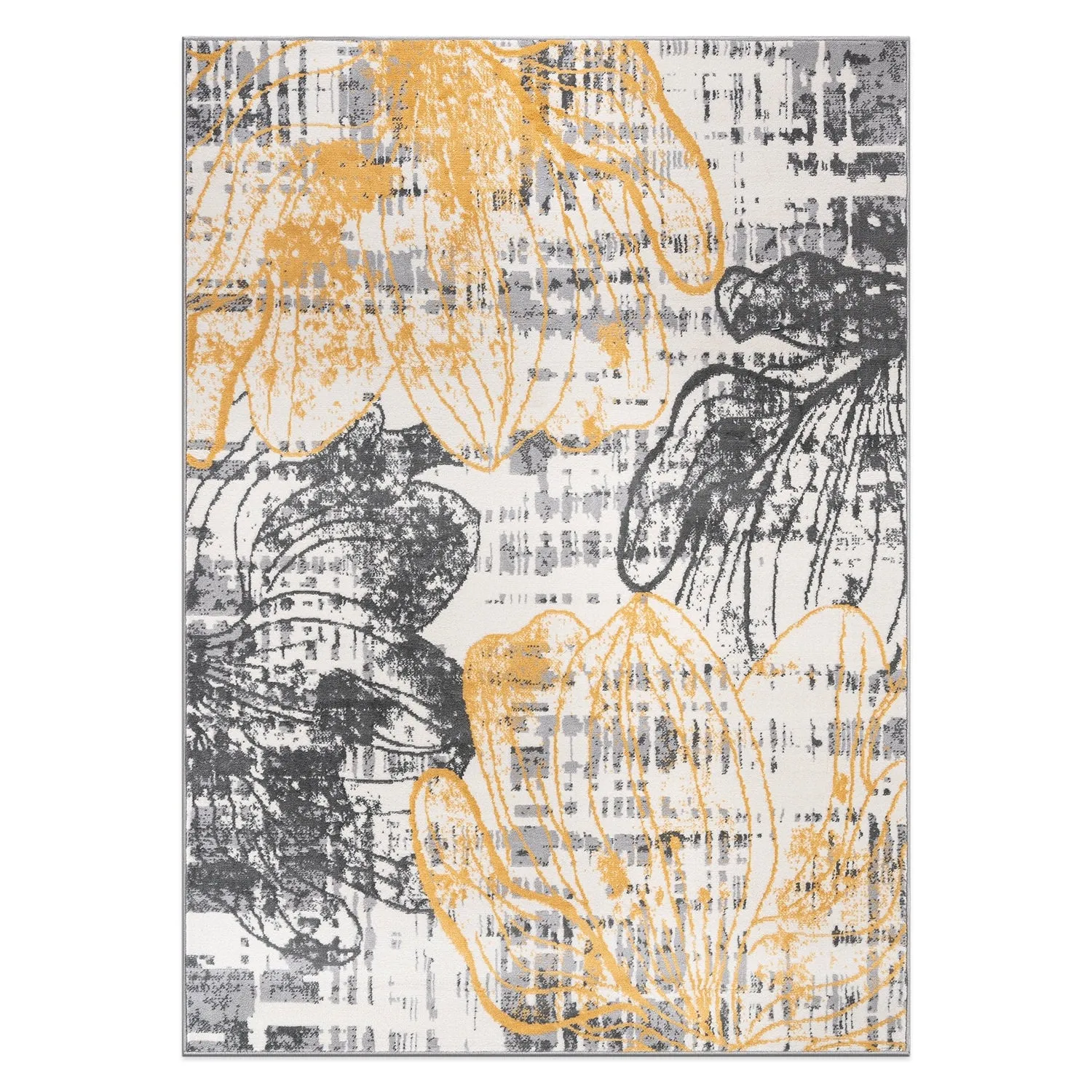 World Rug Gallery Modern Large Floral Distressed Area Rug