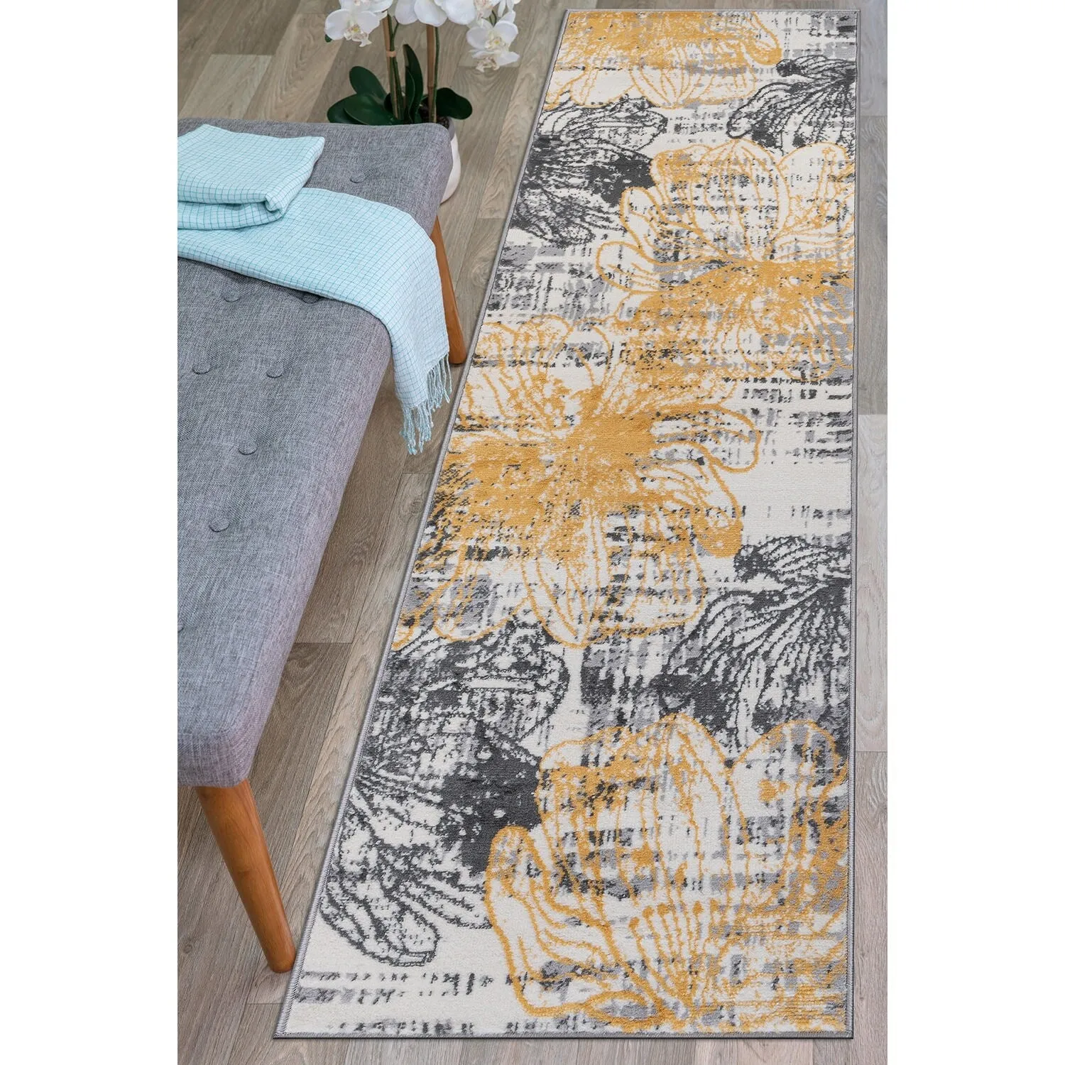 World Rug Gallery Modern Large Floral Distressed Area Rug