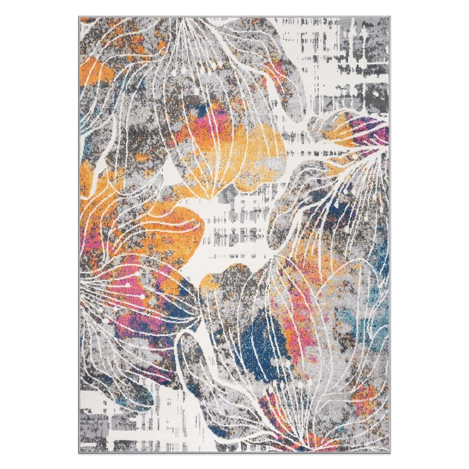 World Rug Gallery Modern Large Floral Distressed Area Rug