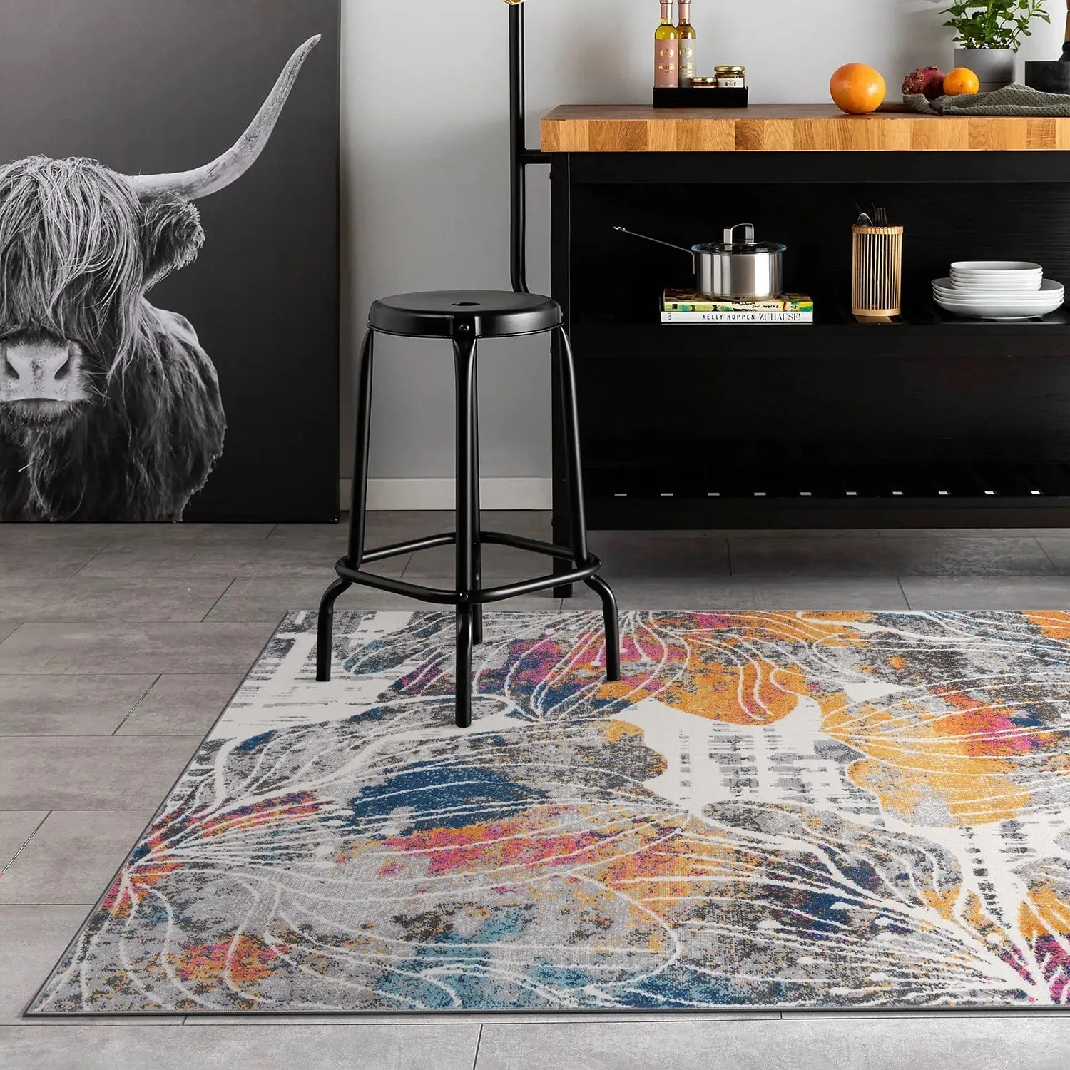 World Rug Gallery Modern Large Floral Distressed Area Rug