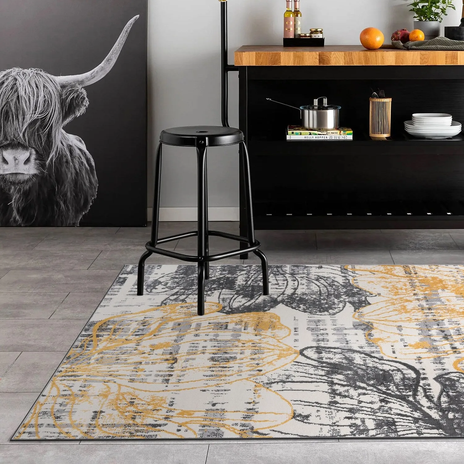 World Rug Gallery Modern Large Floral Distressed Area Rug