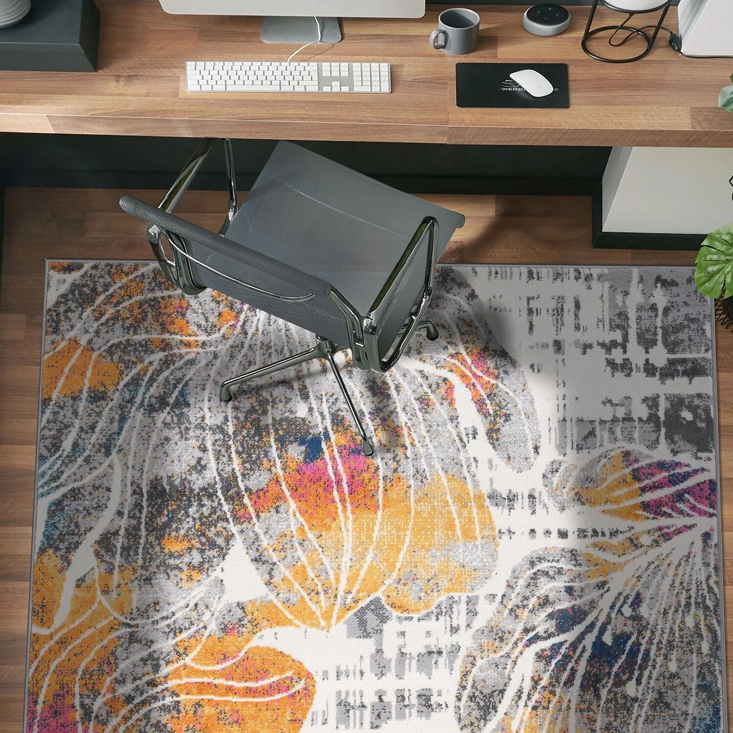 World Rug Gallery Modern Large Floral Distressed Area Rug