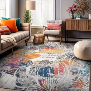 World Rug Gallery Modern Large Floral Distressed Area Rug