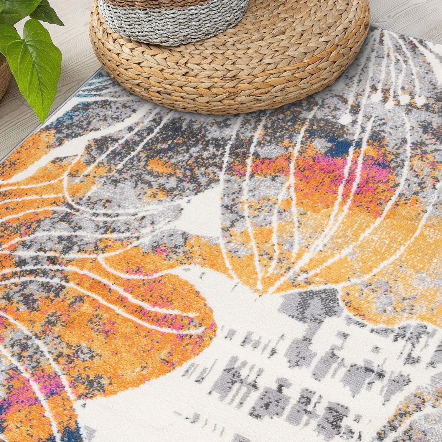 World Rug Gallery Modern Large Floral Distressed Area Rug