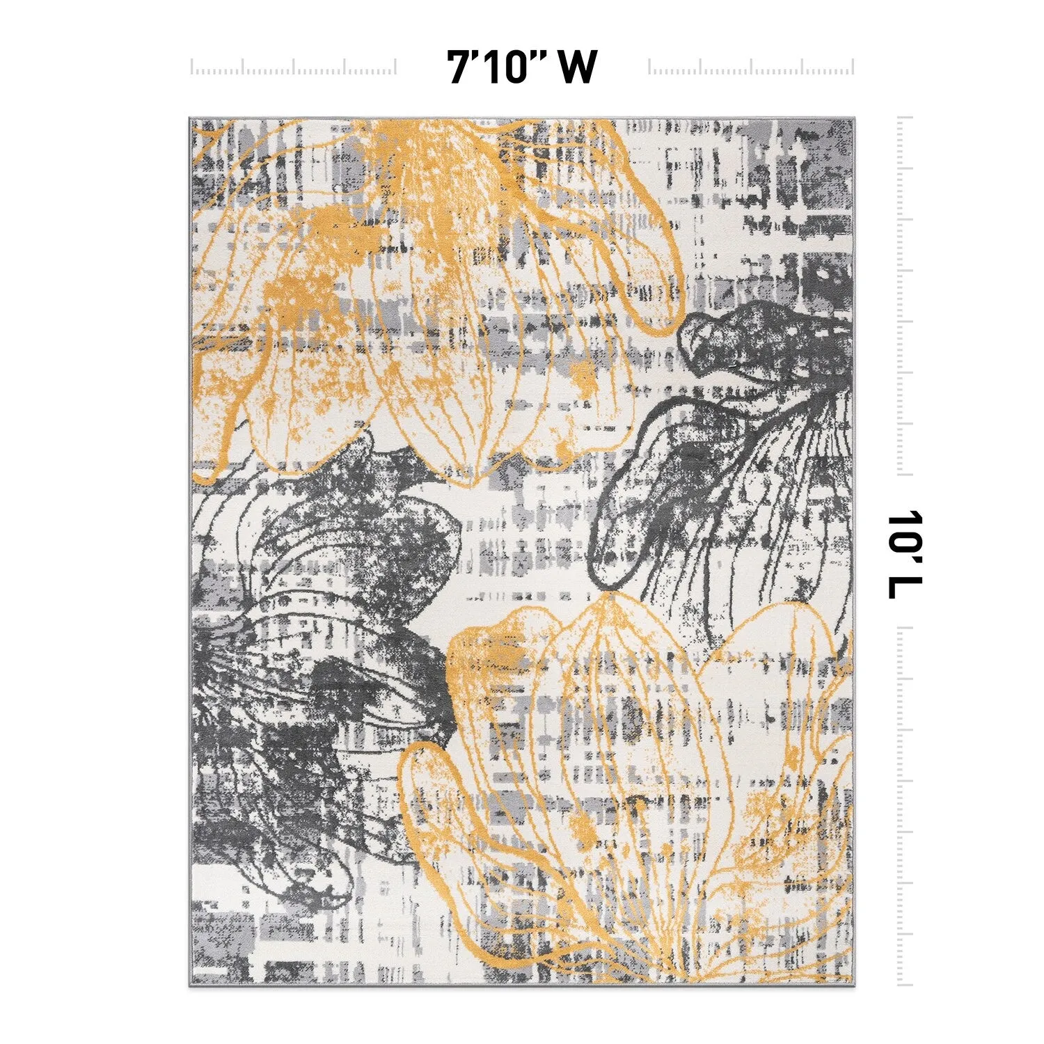 World Rug Gallery Modern Large Floral Distressed Area Rug
