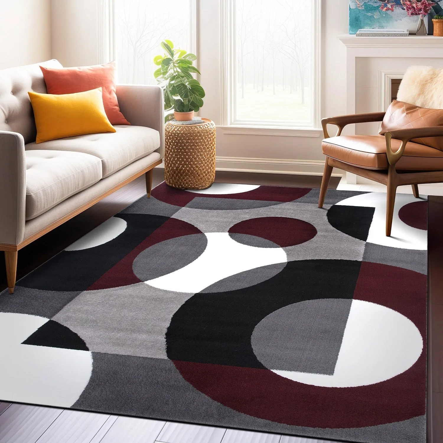 World Rug Gallery Modern Multicolored Geometric Area Rug