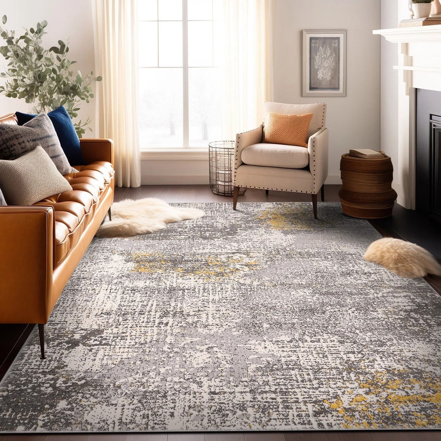 World Rug Gallery Prague Distressed Abstract Area Rug