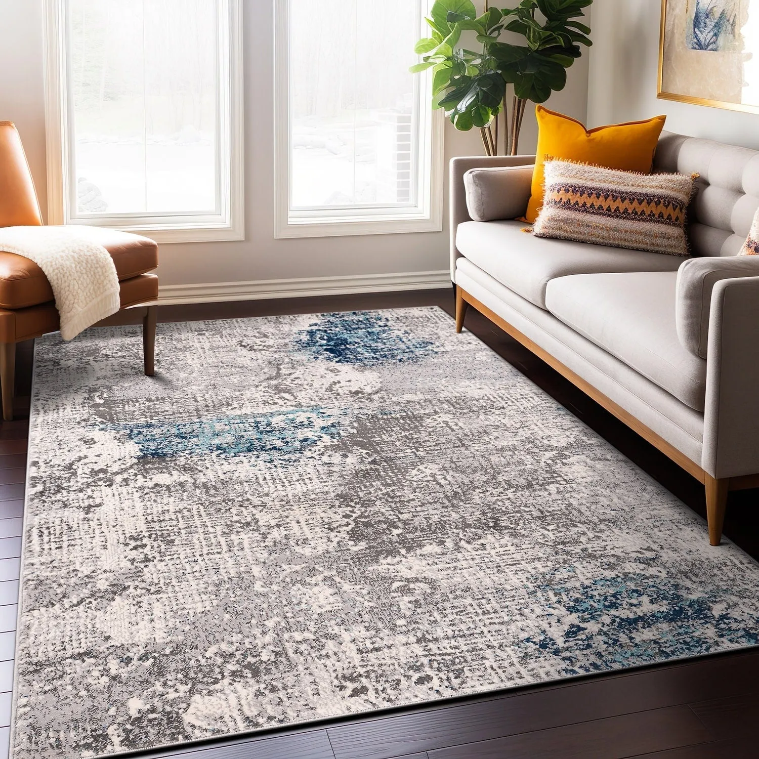 World Rug Gallery Prague Distressed Abstract Area Rug