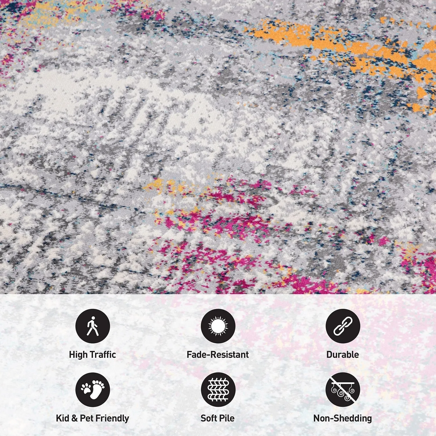 World Rug Gallery Prague Distressed Abstract Area Rug